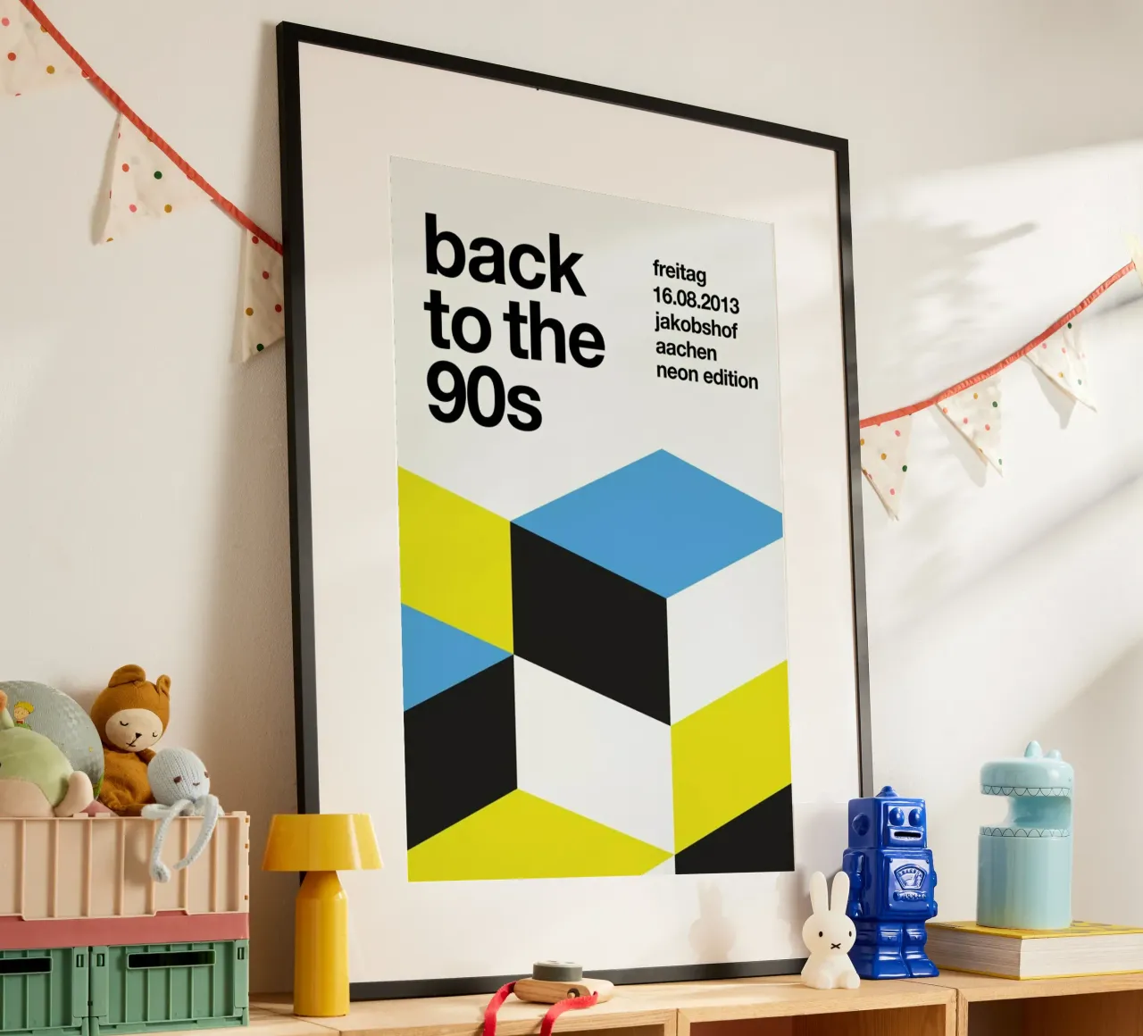 Back To The 90s poster con telaio in alluminio da Stephan Kochs