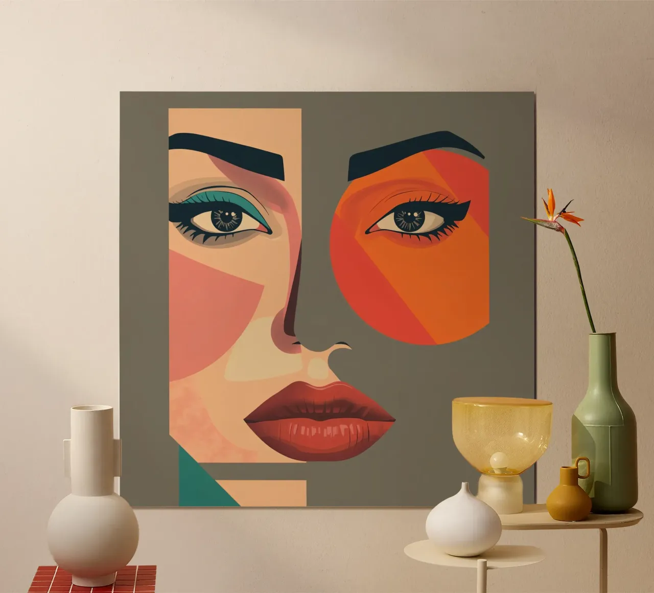 Ritratto astratto geometrico di una donna poster da DesignDoodle