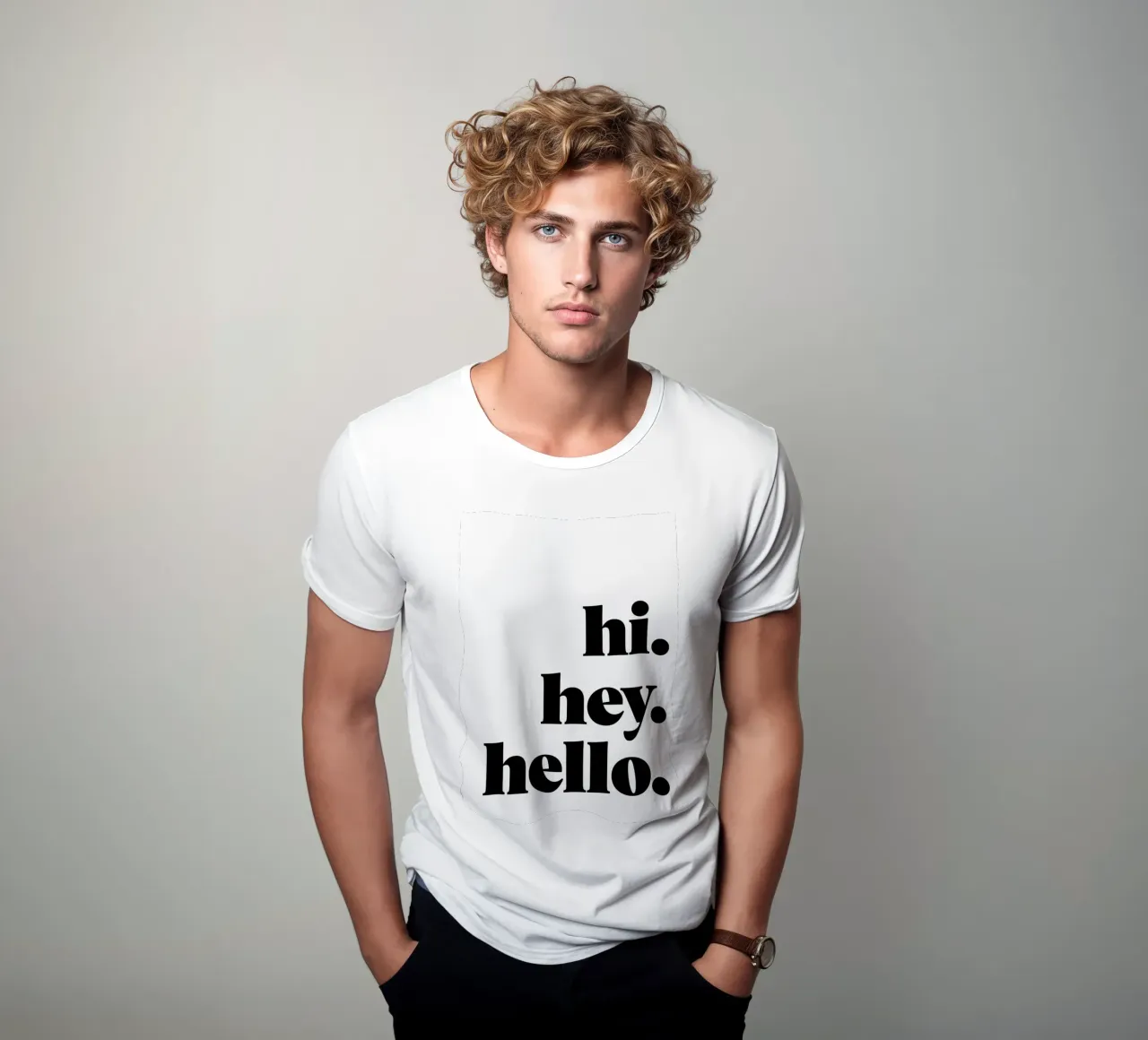 "hi. hey. hello." t-shirt da Type & Tape