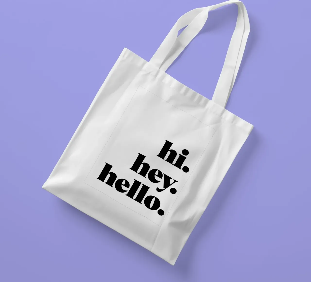 "hi. hey. hello." borsa in juta da Type & Tape