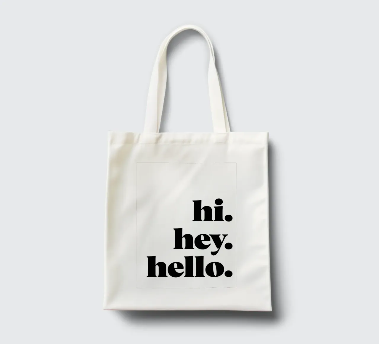 "hi. hey. hello." borsa in juta da Type & Tape