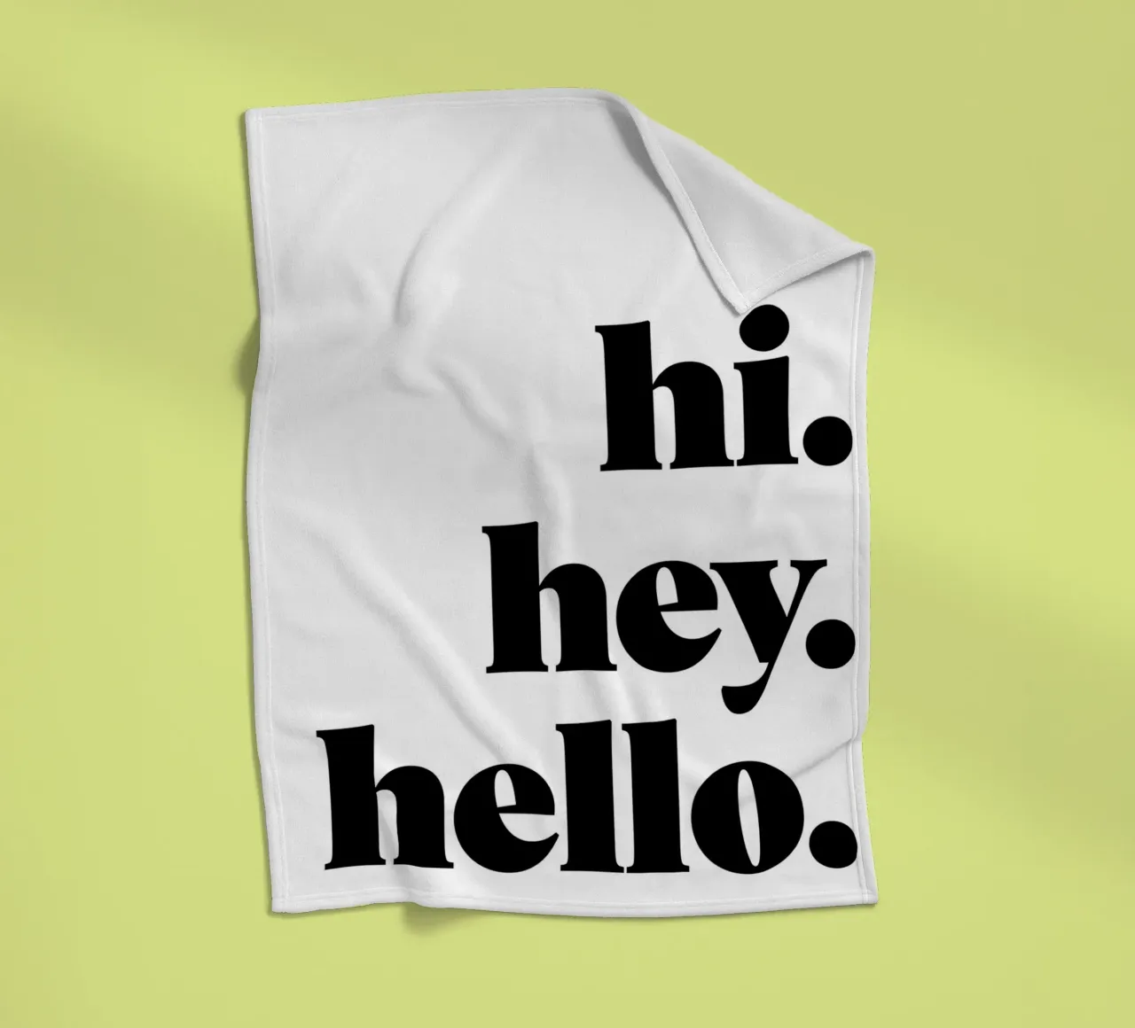 "hi. hey. hello." coperta in pile da Type & Tape