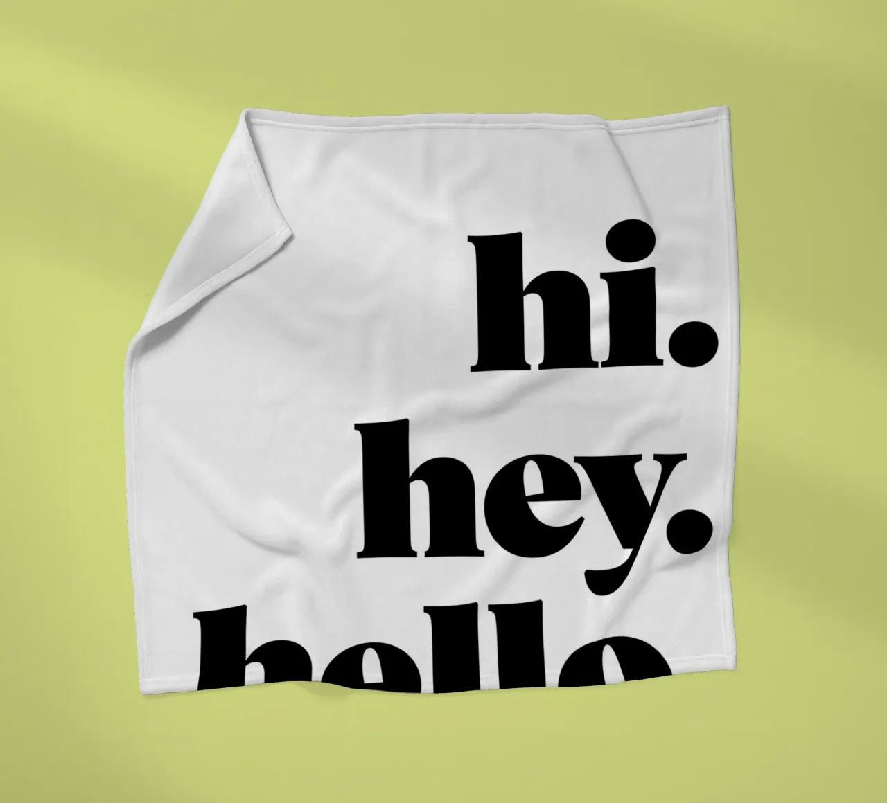 "hi. hey. hello." coperta in pile da Type & Tape
