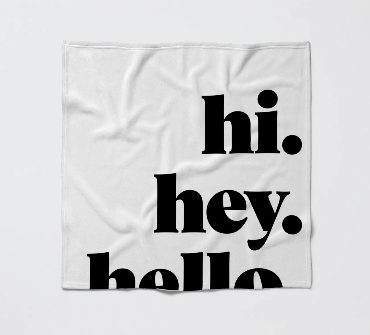 "hi. hey. hello." coperta in pile da Type & Tape
