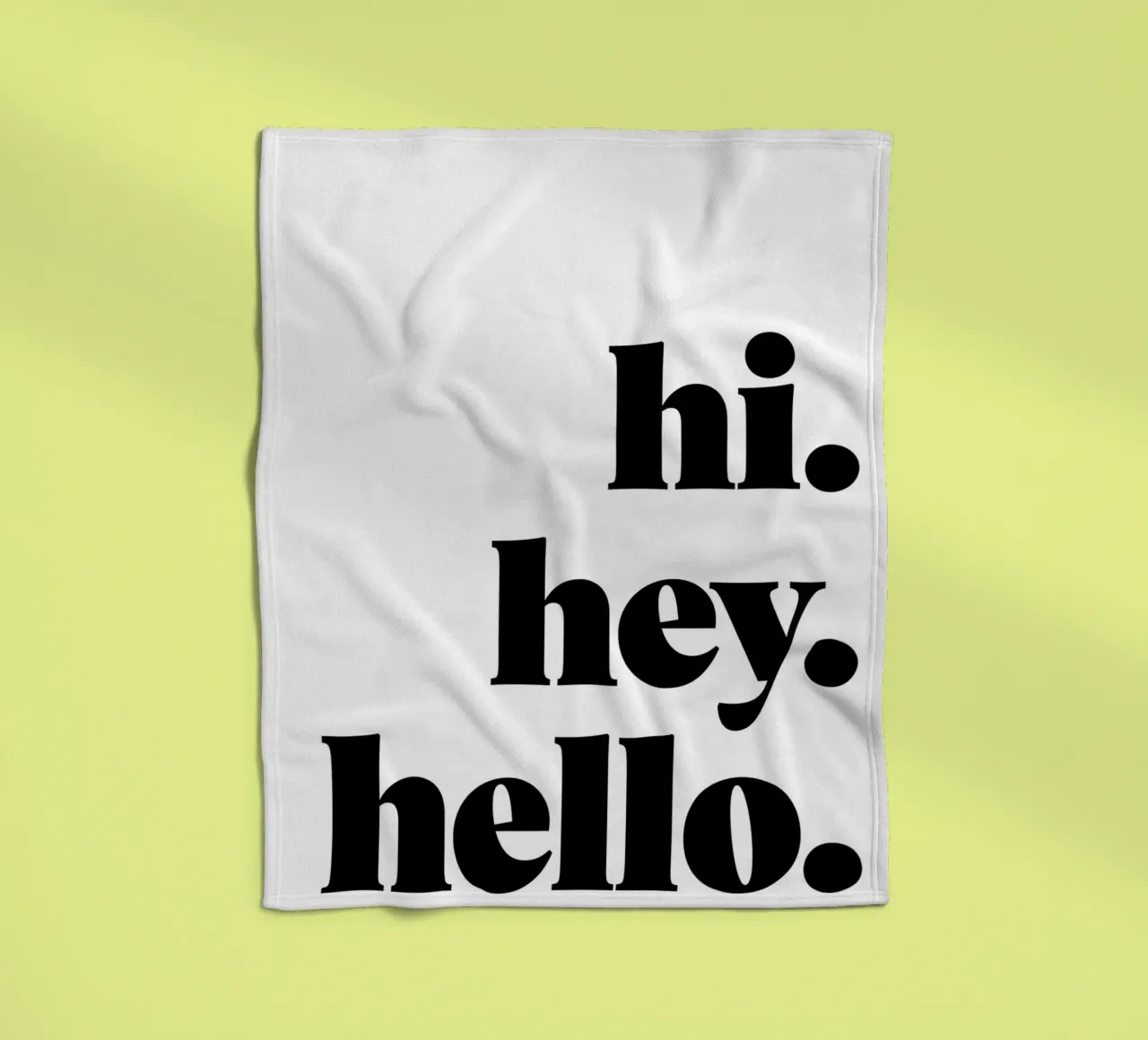 "hi. hey. hello." coperta in pile da Type & Tape