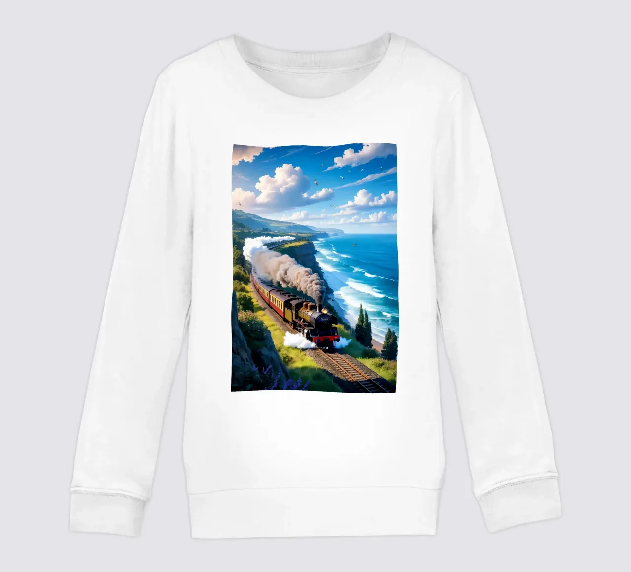 Old Train With Sea View felpa bambino da Jeff Studio