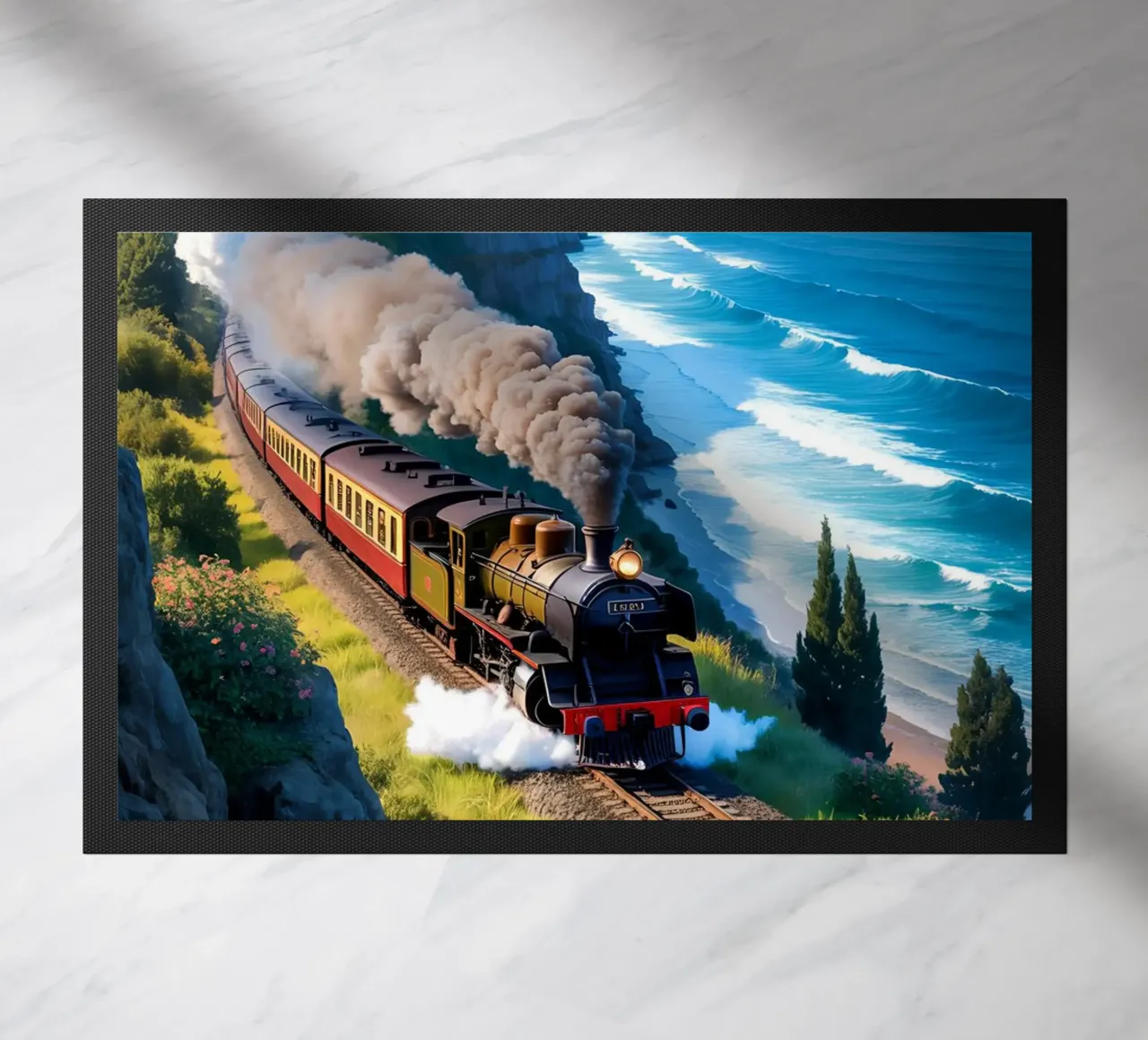 Old Train With Sea View zerbino da Jeff Studio
