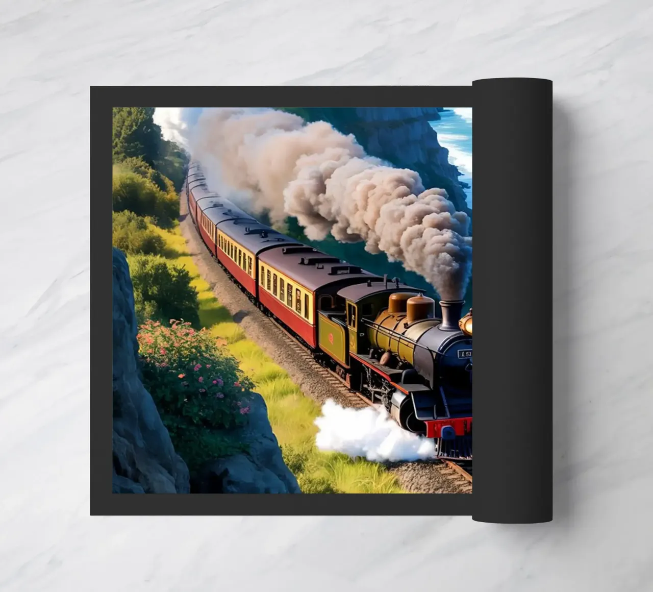 Old Train With Sea View zerbino da Jeff Studio