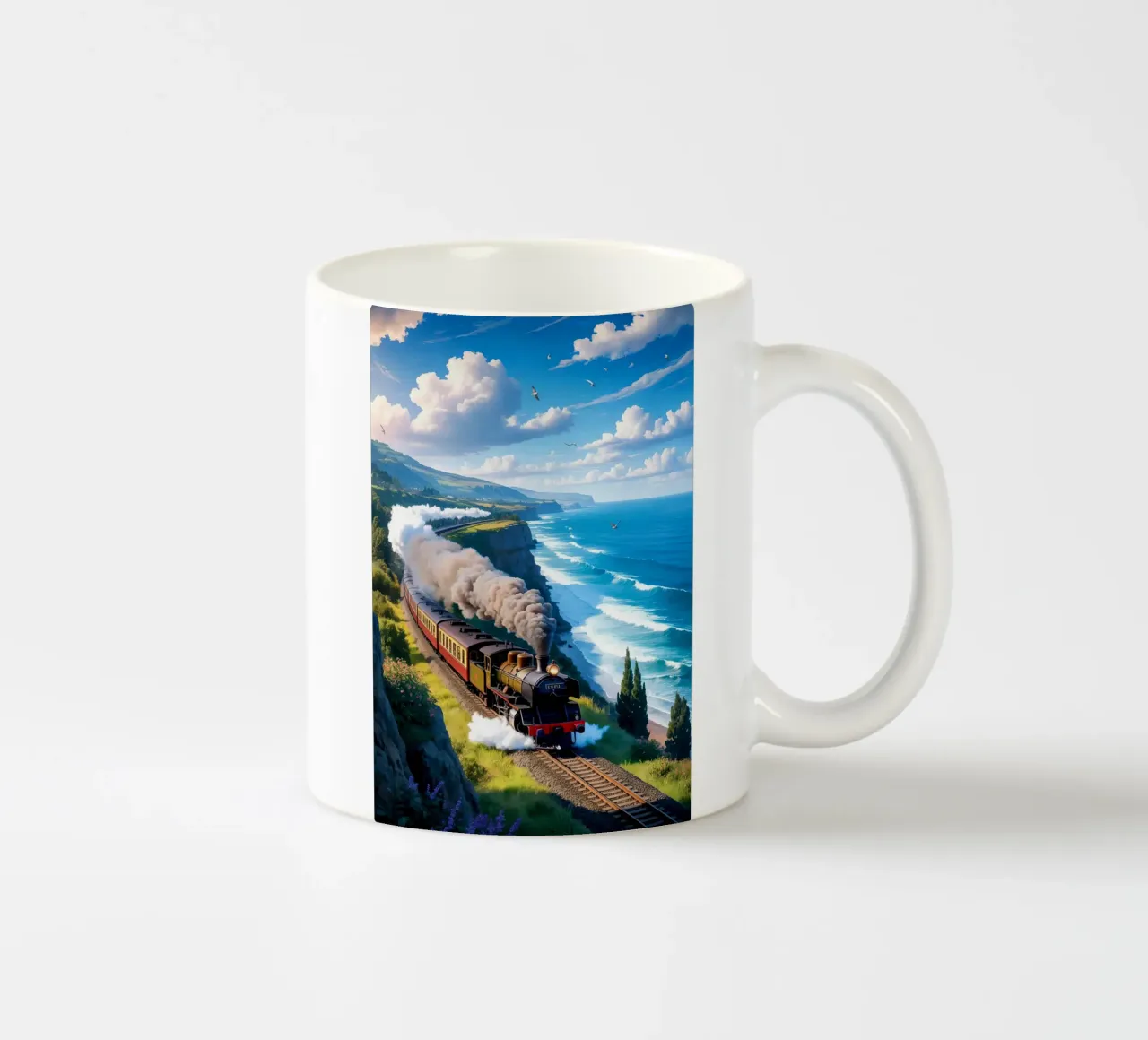 Old Train With Sea View tazza in ceramica da Jeff Studio