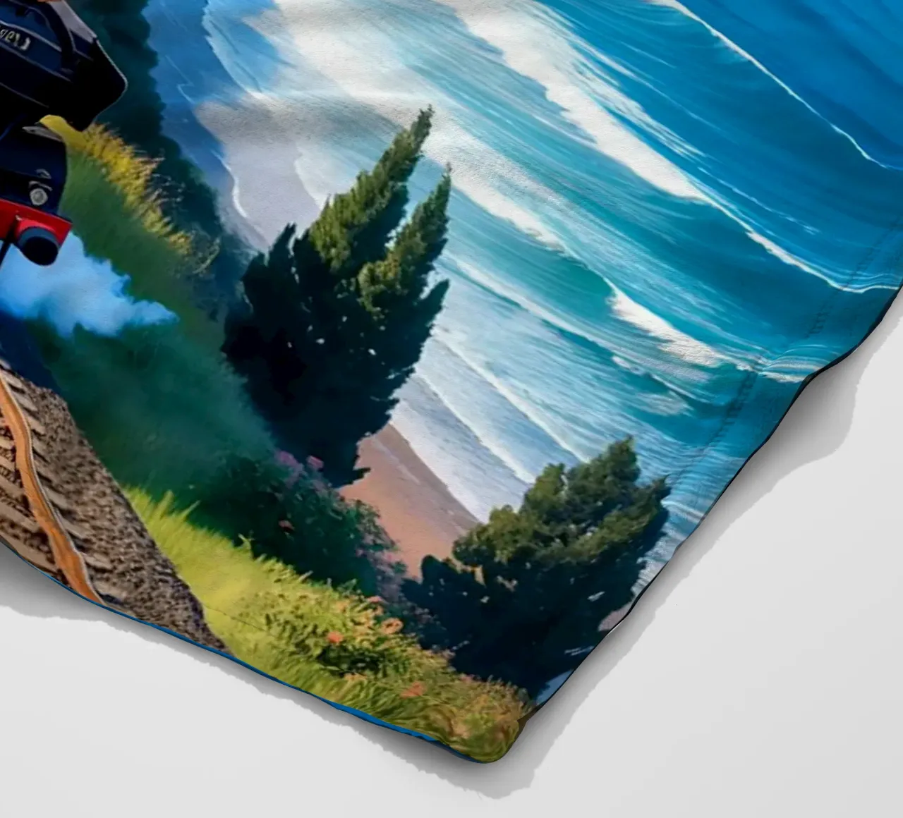 Old Train With Sea View coperta in pile da Jeff Studio