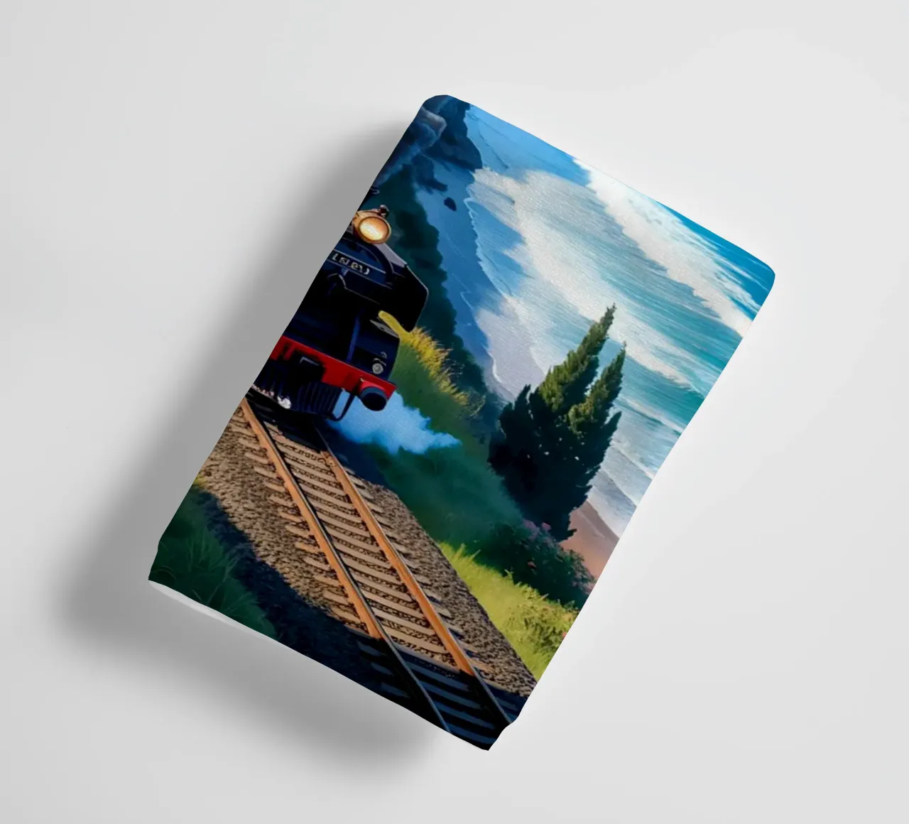 Old Train With Sea View towel by Jeff Studio