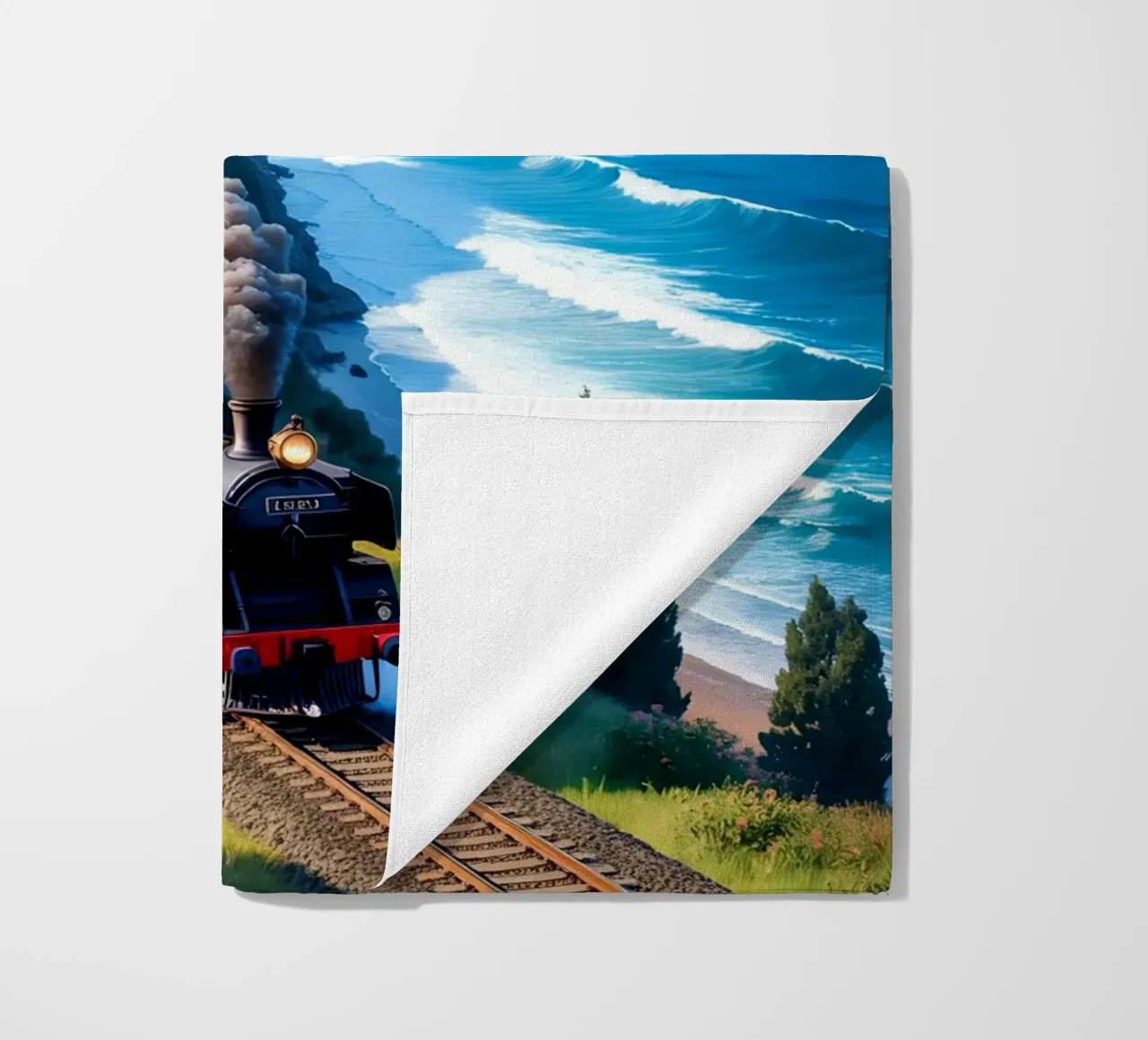 Old Train With Sea View telo mare da Jeff Studio