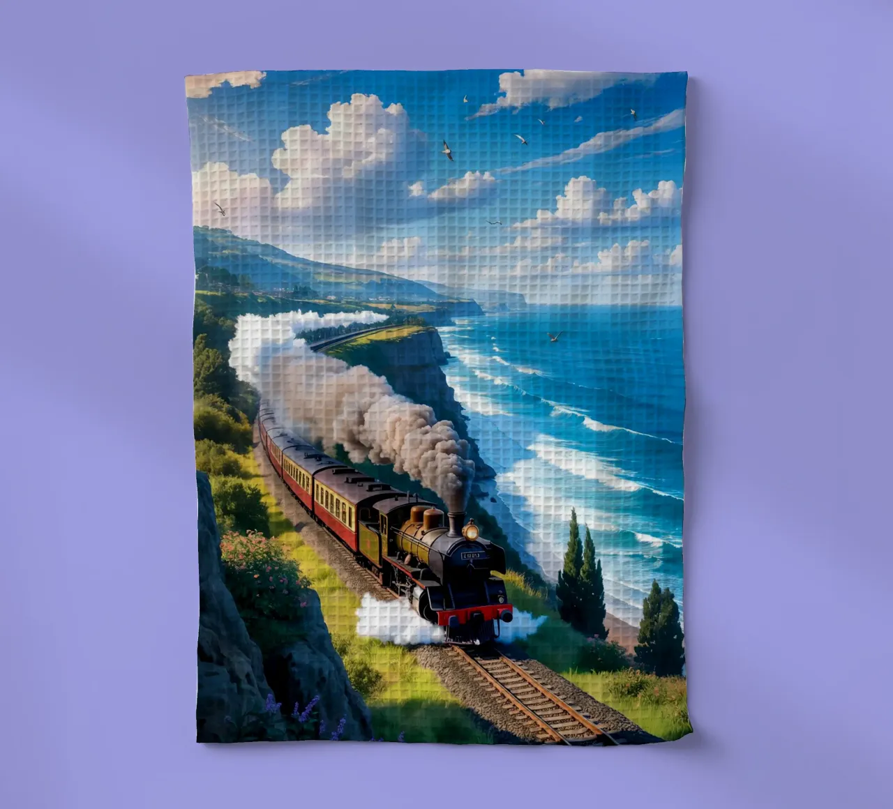 Old Train With Sea View canovaccio da cucina da Jeff Studio