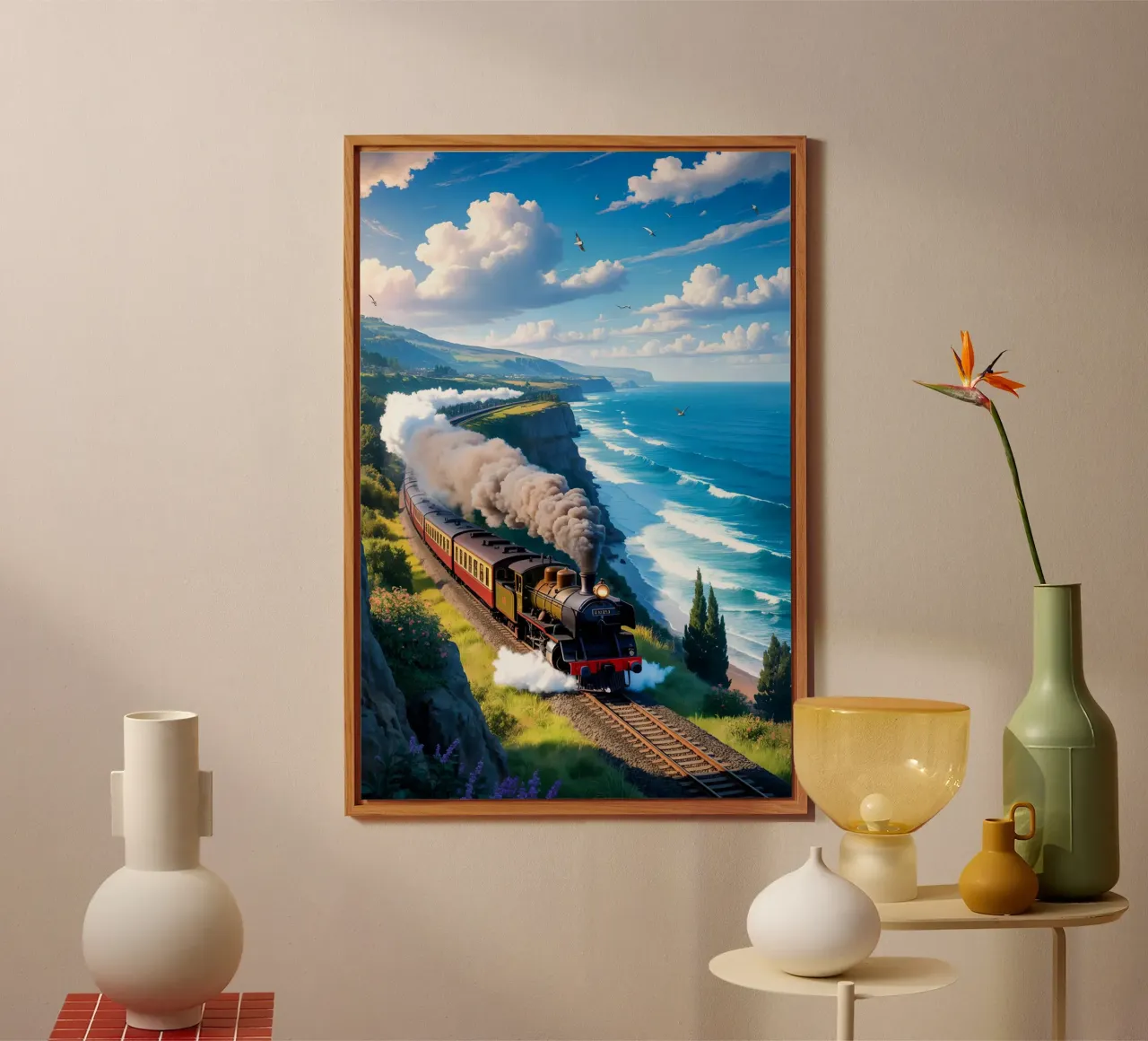 Old Train With Sea View alluminio dibond da Jeff Studio