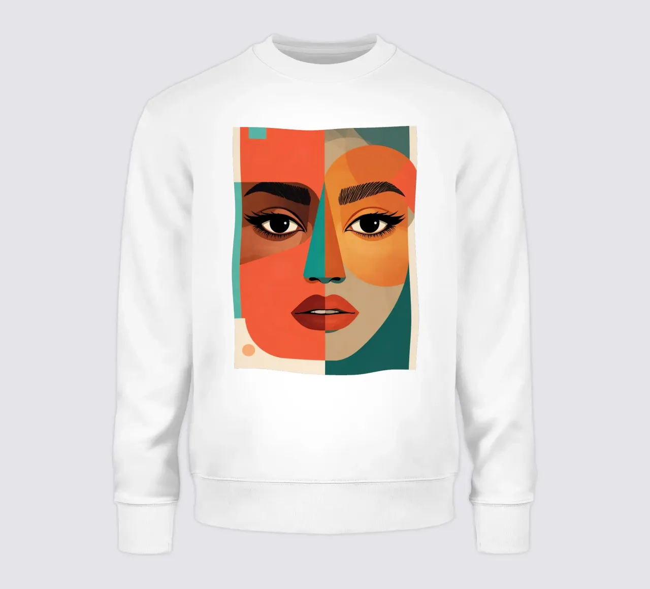 Geometric Abstract Portrait of Woman with Angular Shapes sweatshirt by DesignDoodle