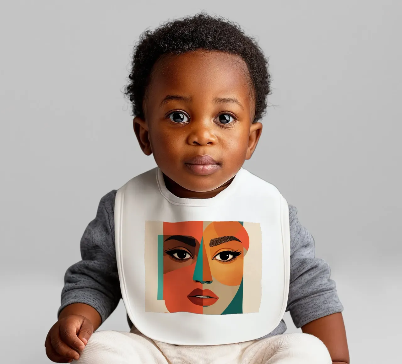 Geometric Abstract Portrait of Woman with Angular Shapes baby bib by DesignDoodle