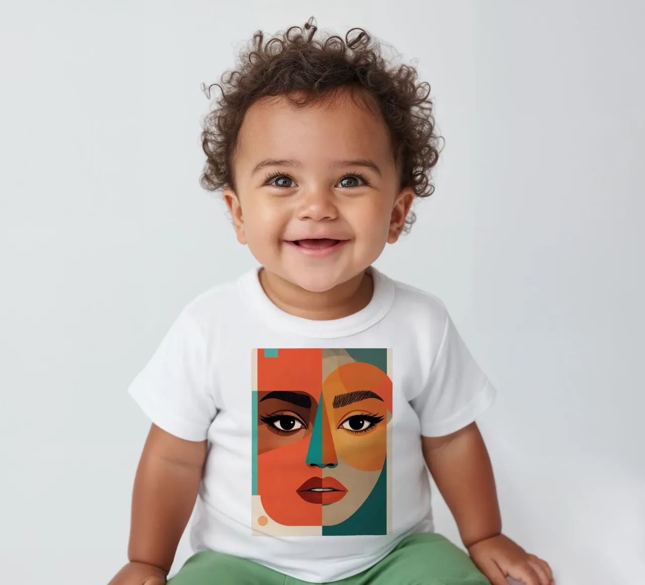 Geometric Abstract Portrait of Woman with Angular Shapes baby t-shirt by DesignDoodle