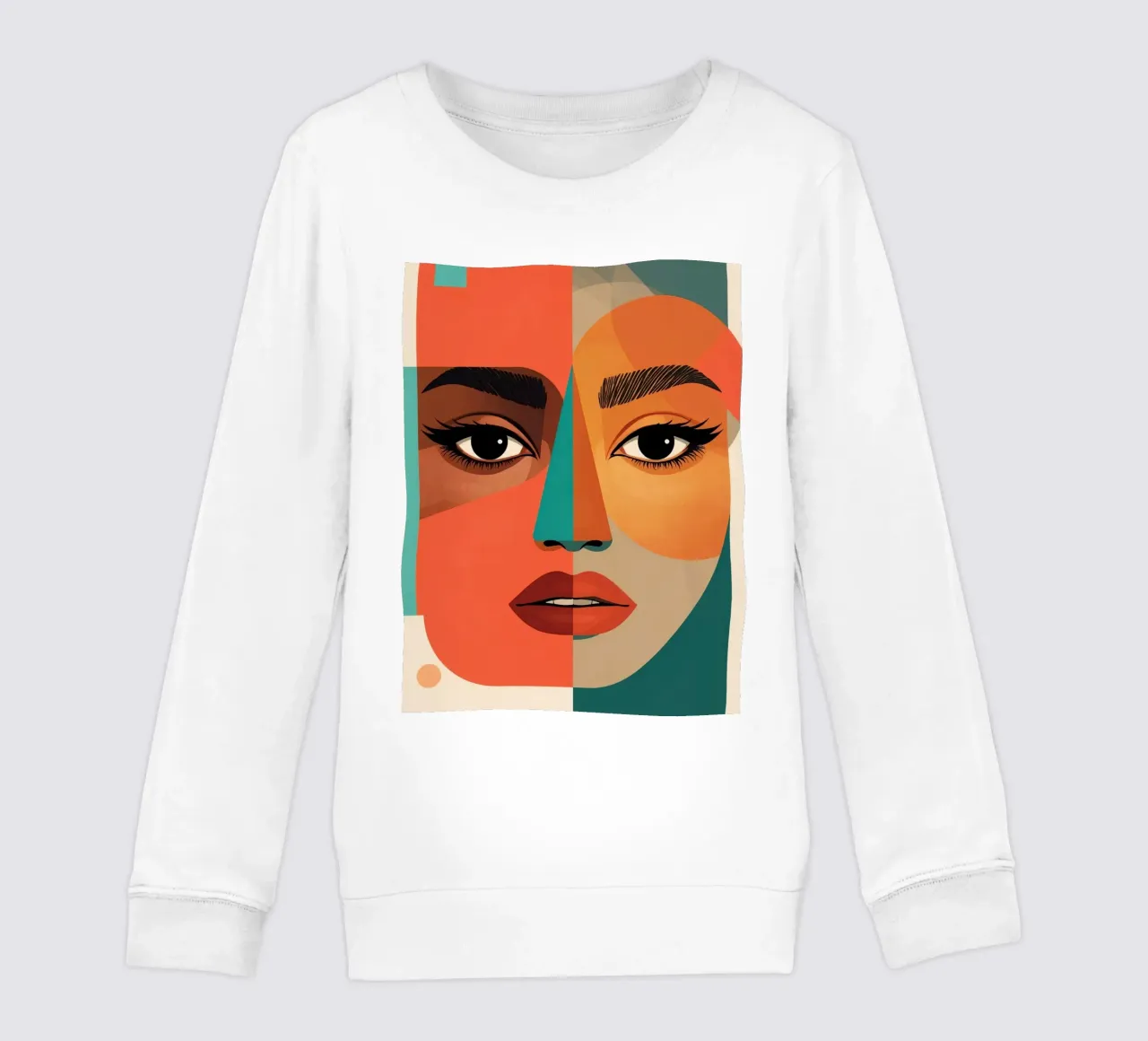 Geometric Abstract Portrait of Woman with Angular Shapes kids sweatshirt by DesignDoodle