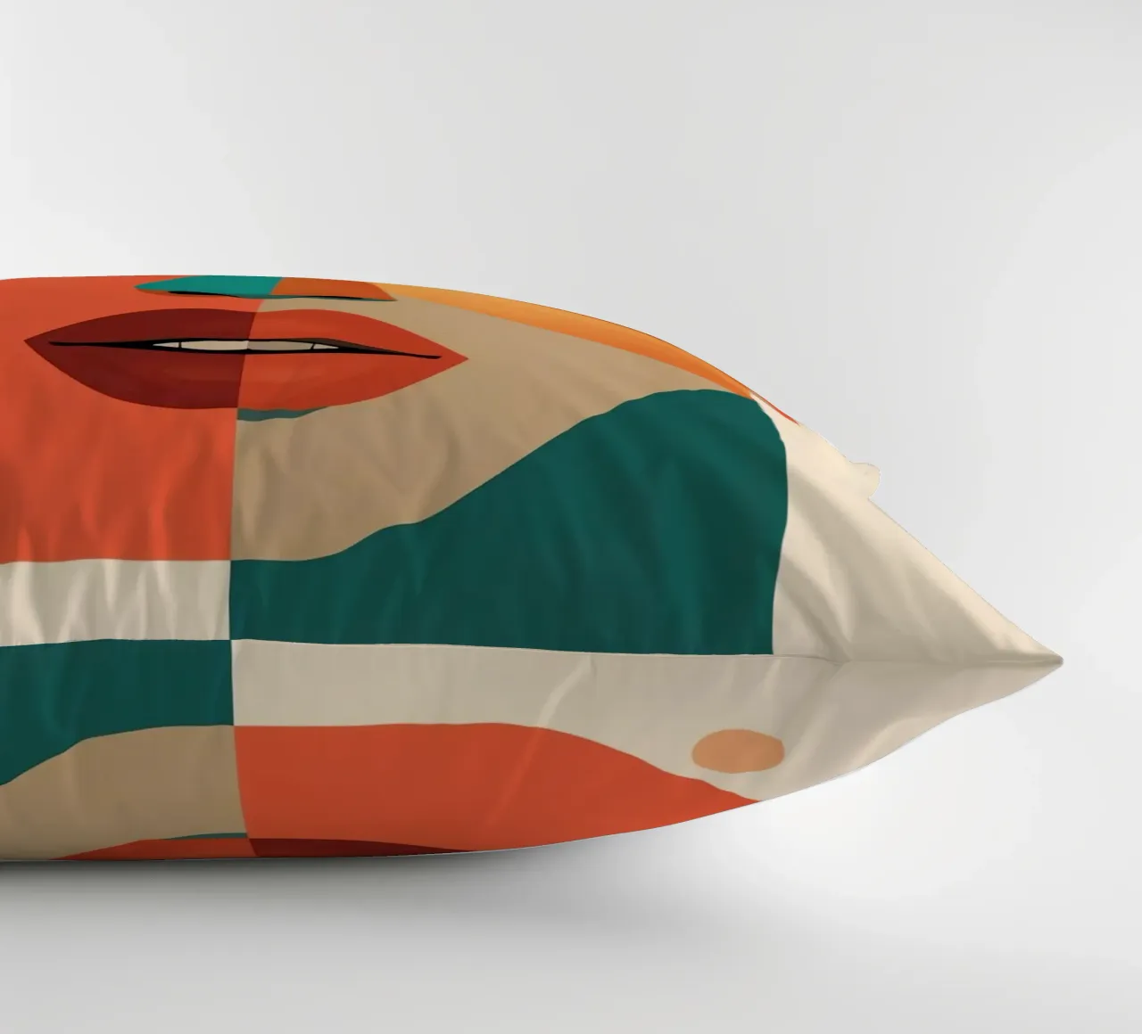 Geometric Abstract Portrait of Woman with Angular Shapes decorative cushion by DesignDoodle