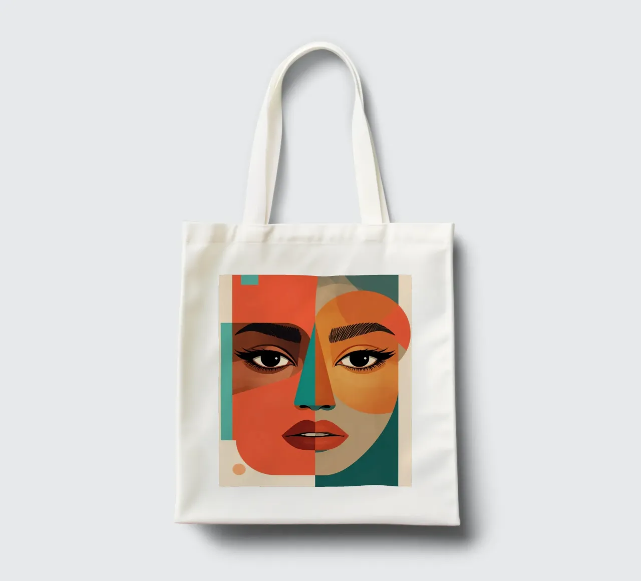 Geometric Abstract Portrait of Woman with Angular Shapes tote bag by DesignDoodle