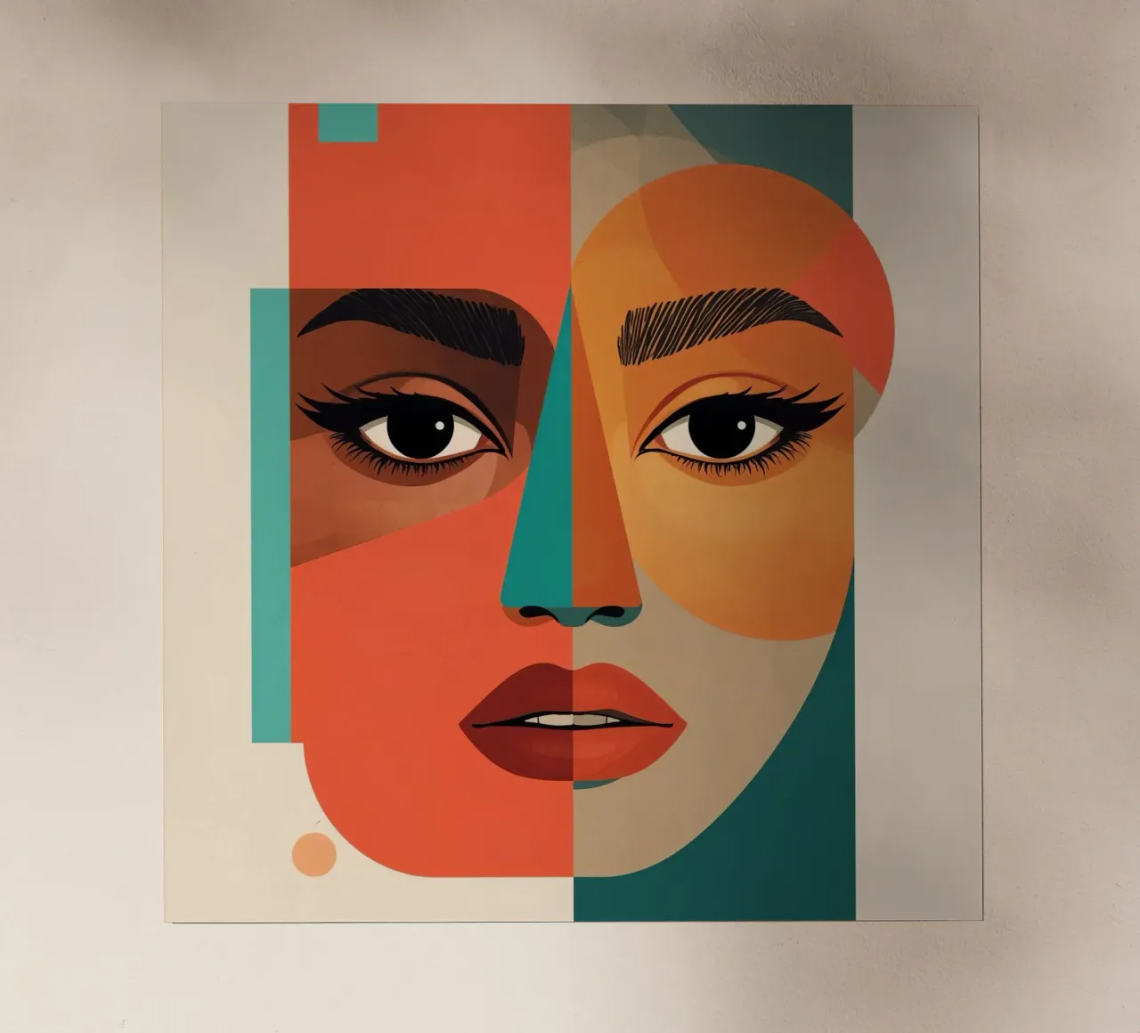 Geometric Abstract Portrait of Woman with Angular Shapes backlit film by DesignDoodle