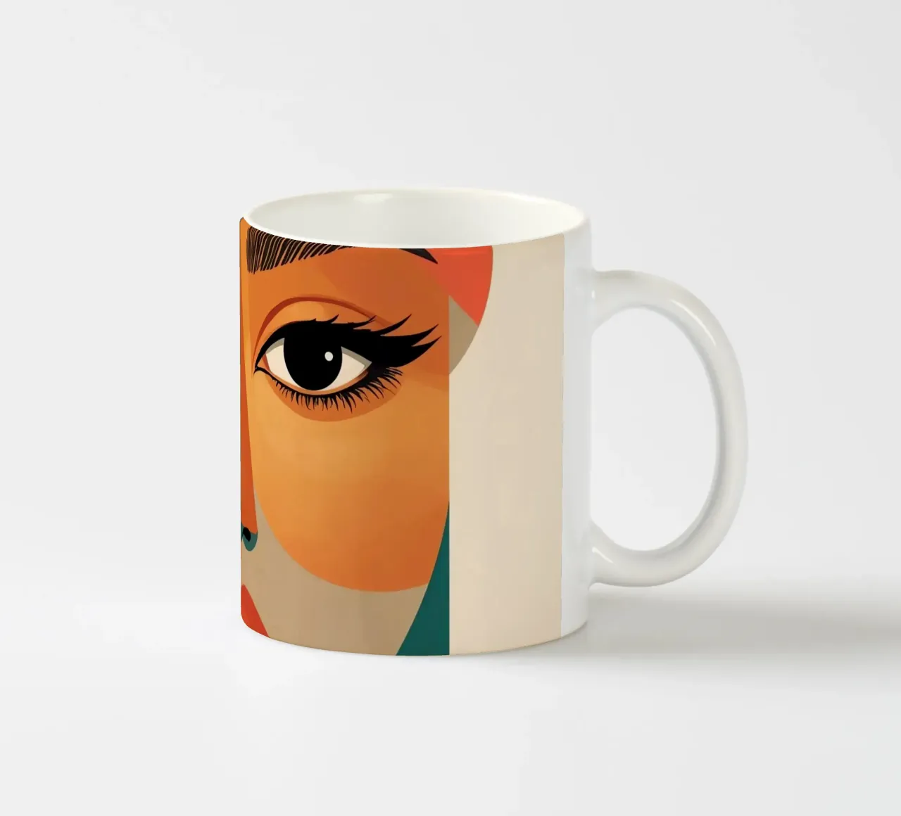 Geometric Abstract Portrait of Woman with Angular Shapes ceramic mug by DesignDoodle