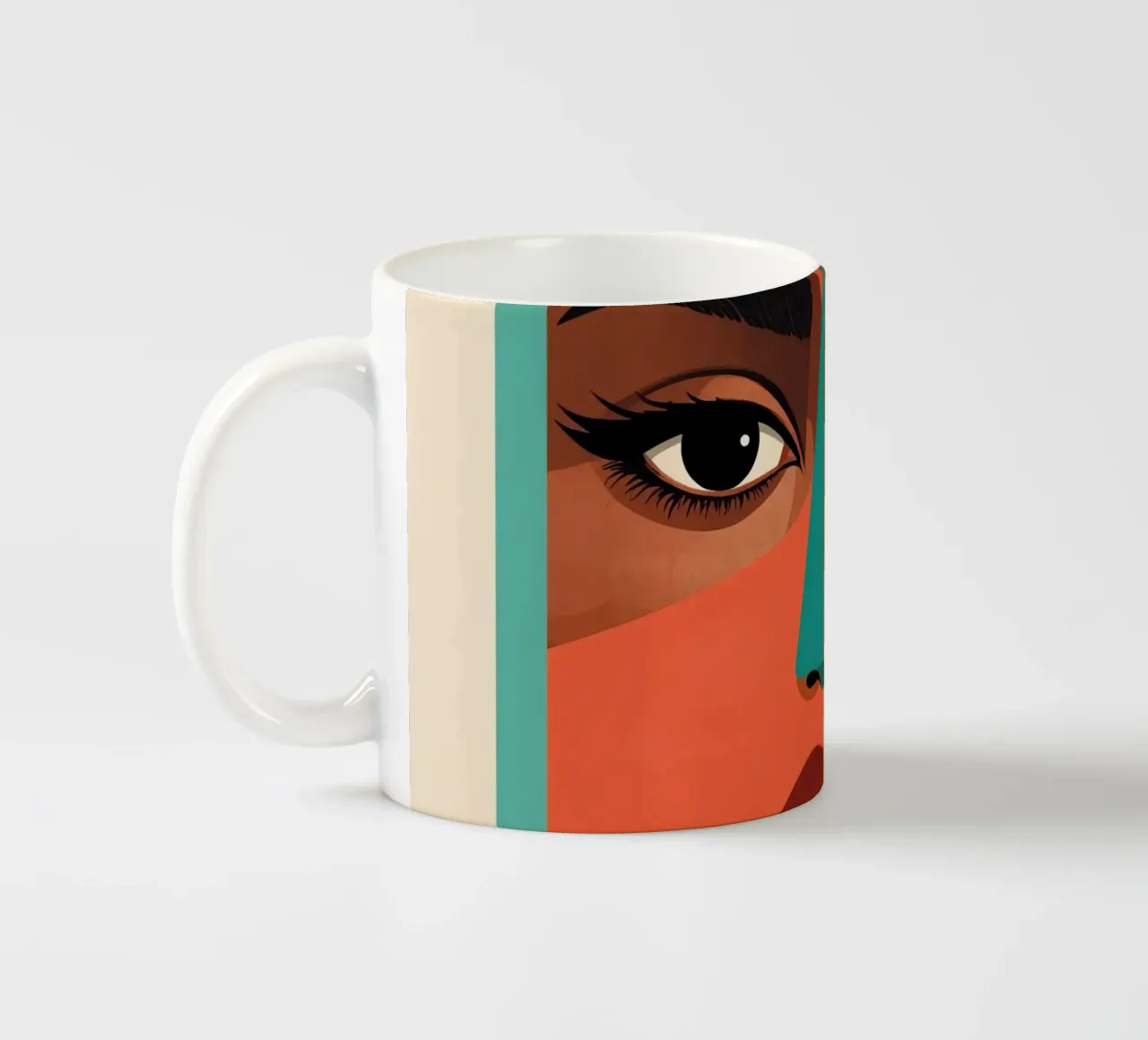 Geometric Abstract Portrait of Woman with Angular Shapes ceramic mug by DesignDoodle