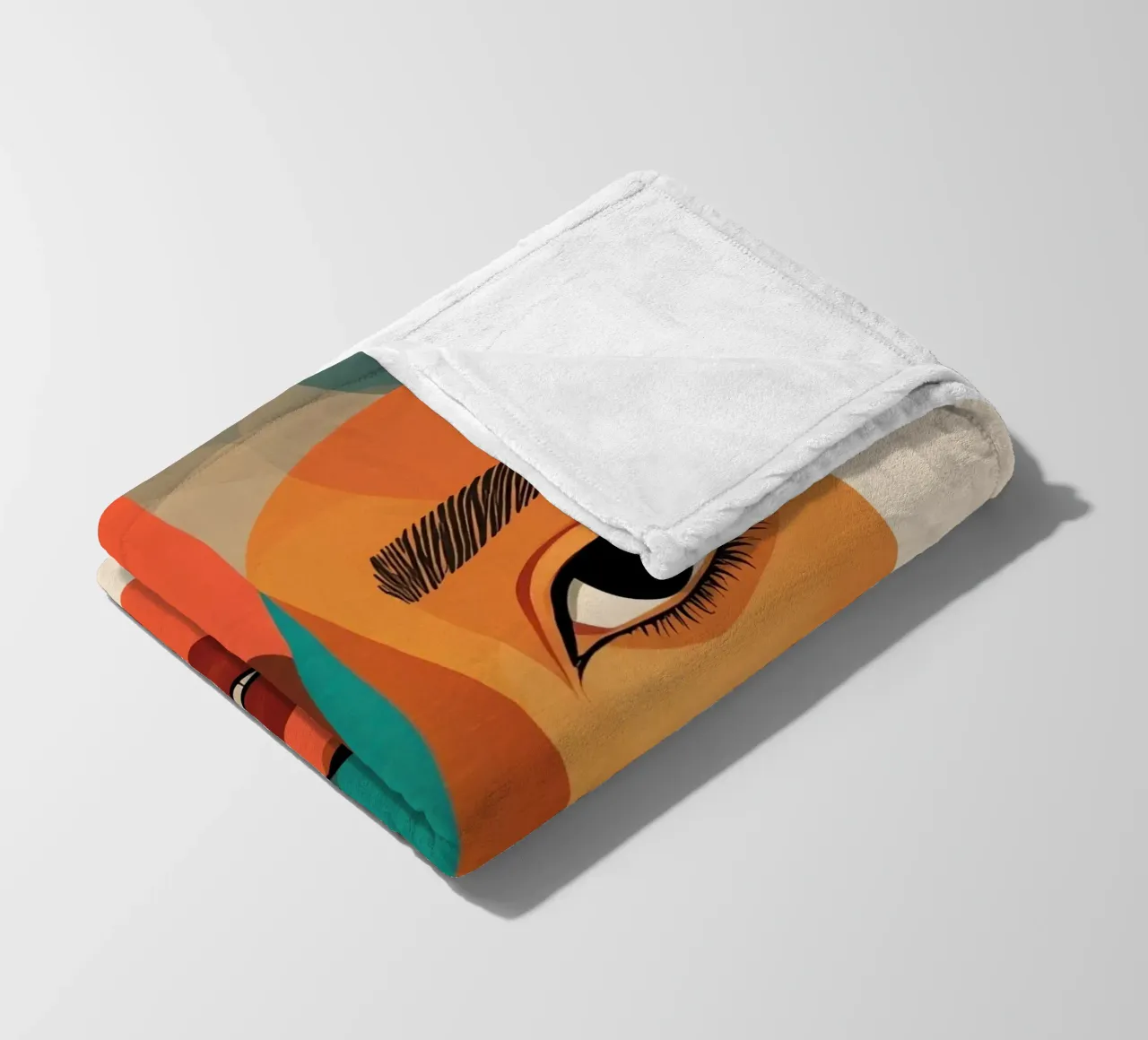 Geometric Abstract Portrait of Woman with Angular Shapes fleece blanket by DesignDoodle