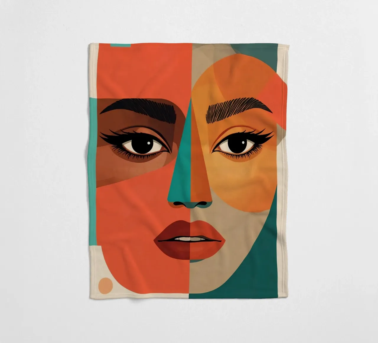 Geometric Abstract Portrait of Woman with Angular Shapes fleece blanket by DesignDoodle