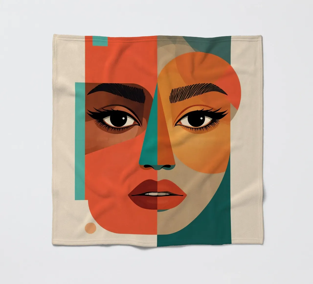 Geometric Abstract Portrait of Woman with Angular Shapes fleece blanket by DesignDoodle