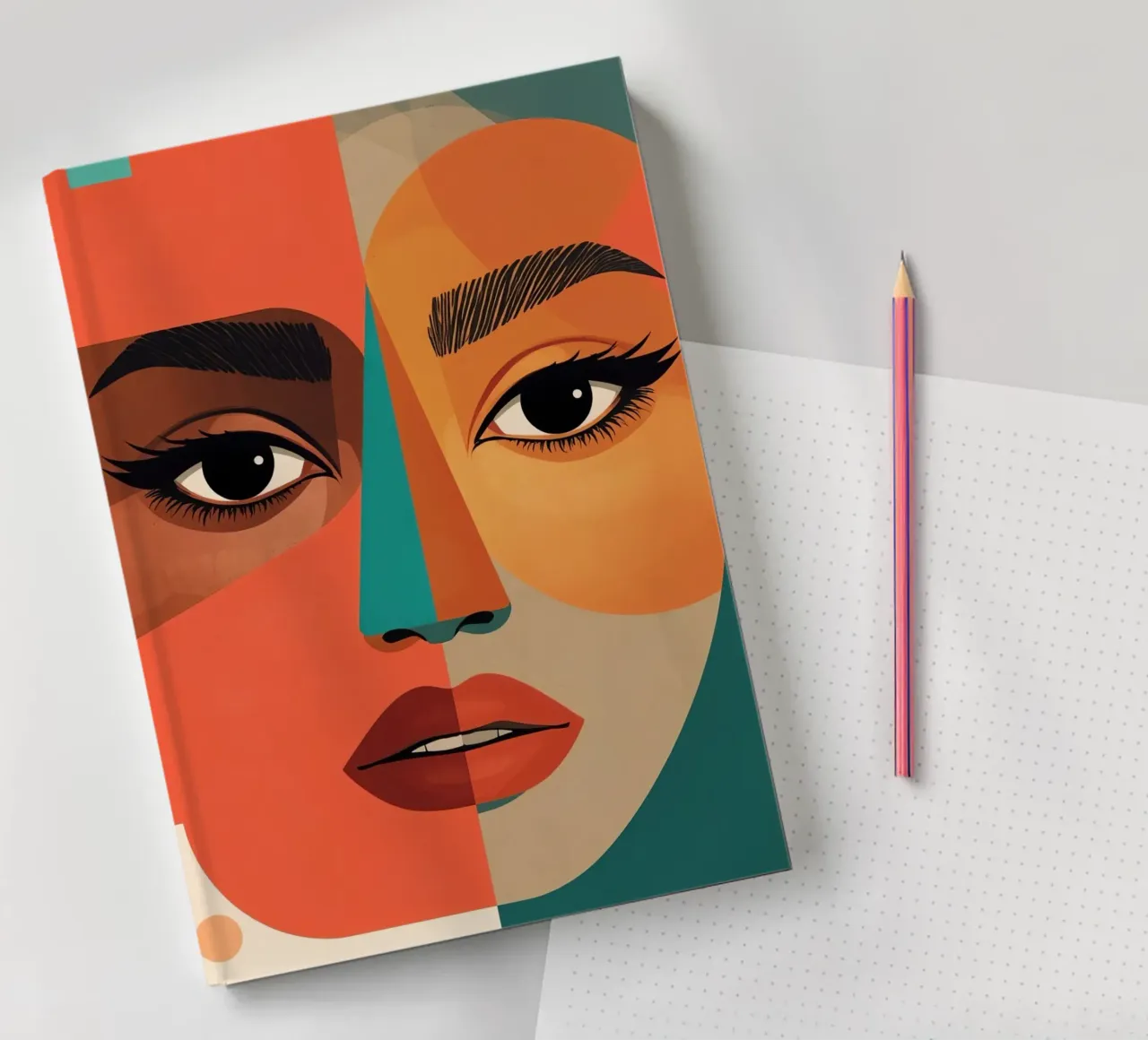Geometric Abstract Portrait of Woman with Angular Shapes notebook by DesignDoodle