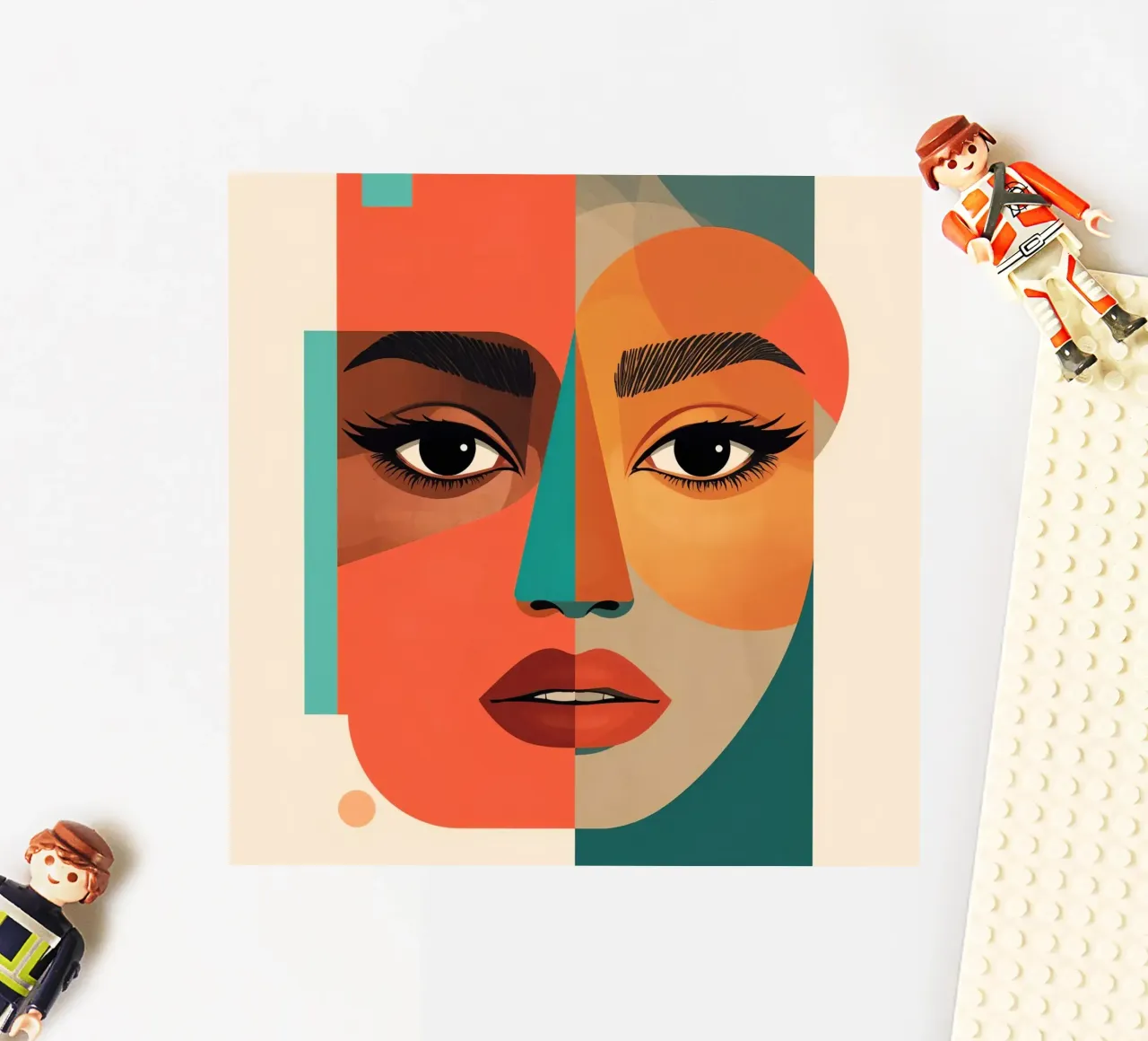 Geometric Abstract Portrait of Woman with Angular Shapes sticker by DesignDoodle