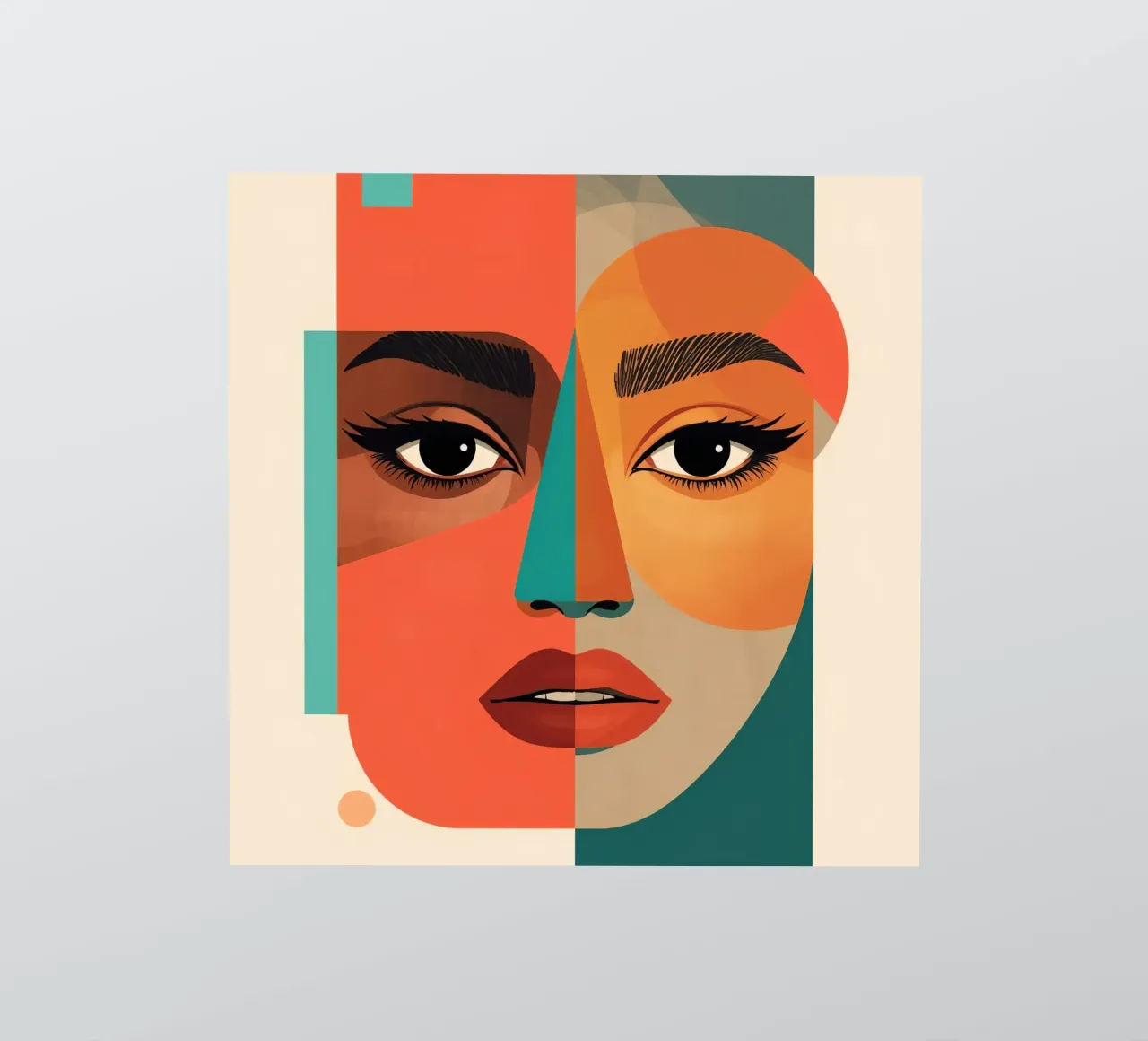 Geometric Abstract Portrait of Woman with Angular Shapes sticker by DesignDoodle