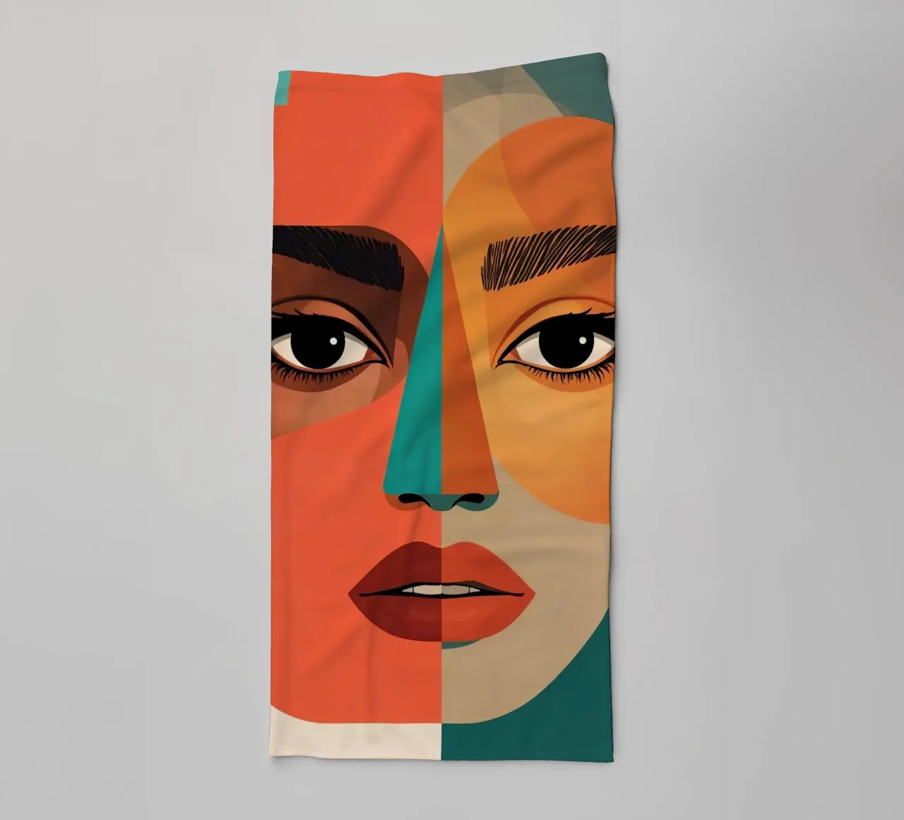 Geometric Abstract Portrait of Woman with Angular Shapes towel by DesignDoodle