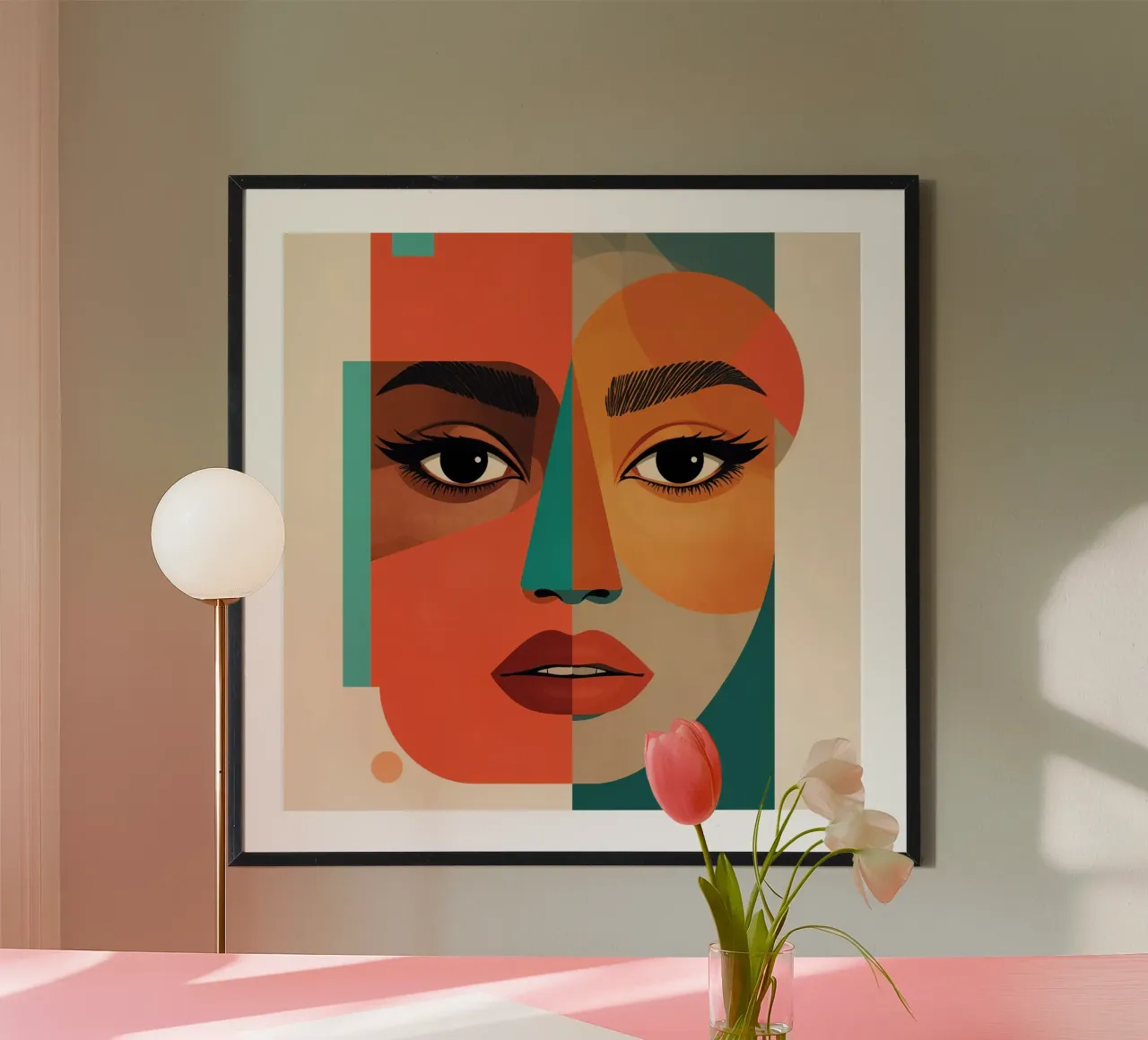 Geometric Abstract Portrait of Woman with Angular Shapes hahnemühle by DesignDoodle