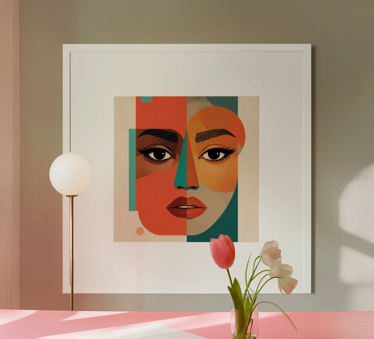 Geometric Abstract Portrait of Woman with Angular Shapes hahnemühle by DesignDoodle