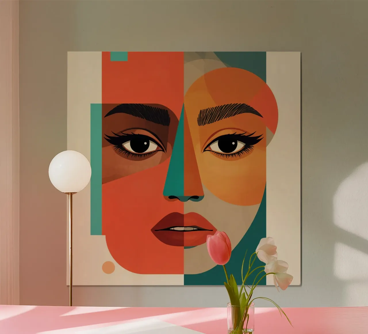 Geometric Abstract Portrait of Woman with Angular Shapes hahnemühle by DesignDoodle