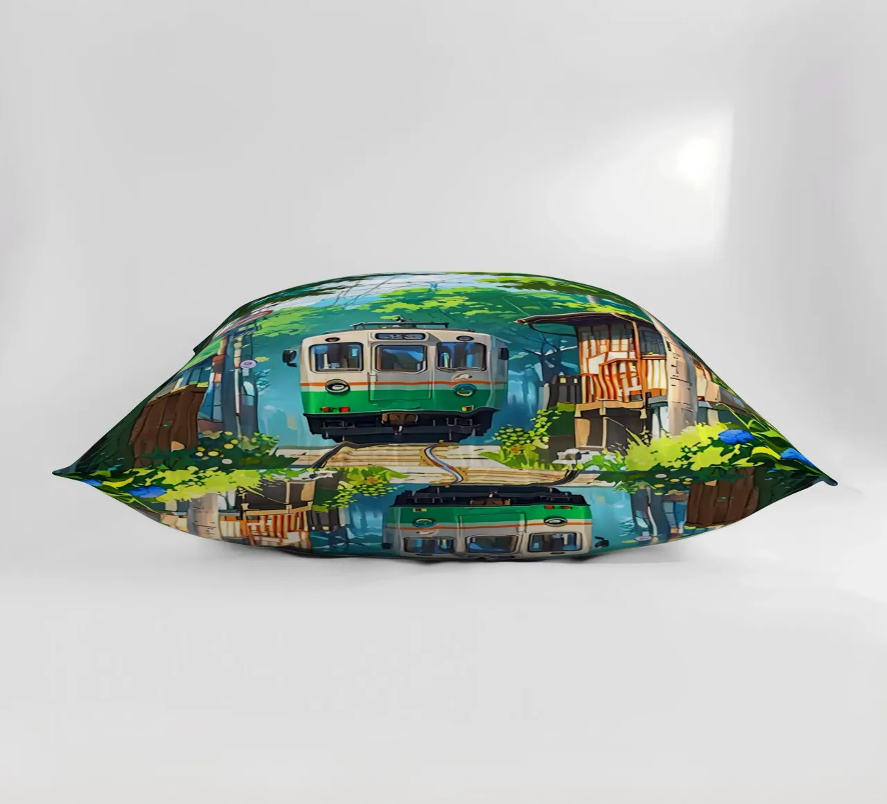 Train With Japan  Vibes cuscino da Jeff Studio