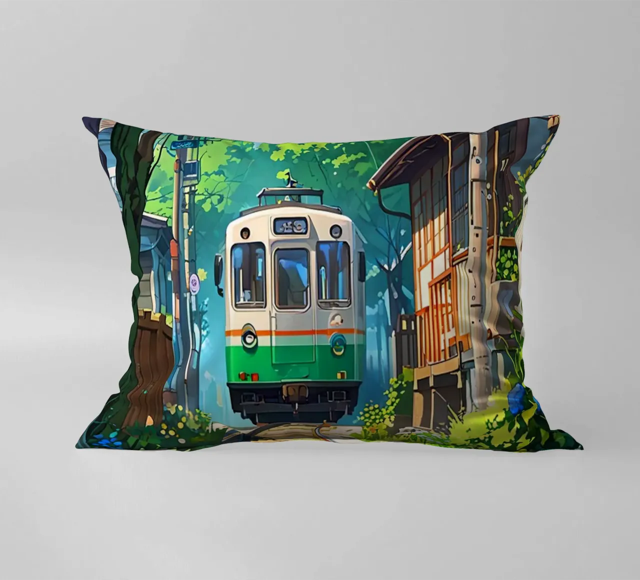 Train With Japan  Vibes cuscino da Jeff Studio