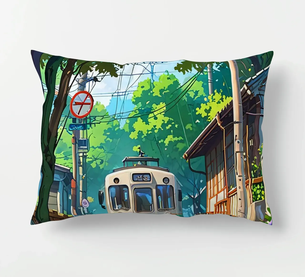 Train With Japan  Vibes cuscino da Jeff Studio