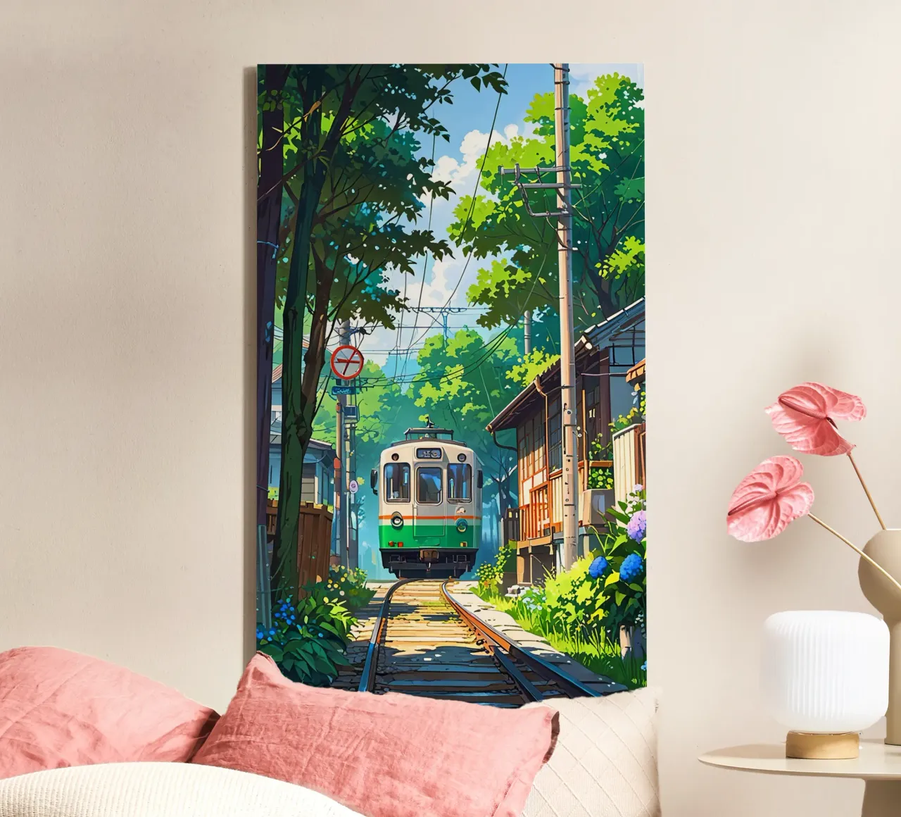 Train With Japan  Vibes canvas met Baklijst van Jeff Studio