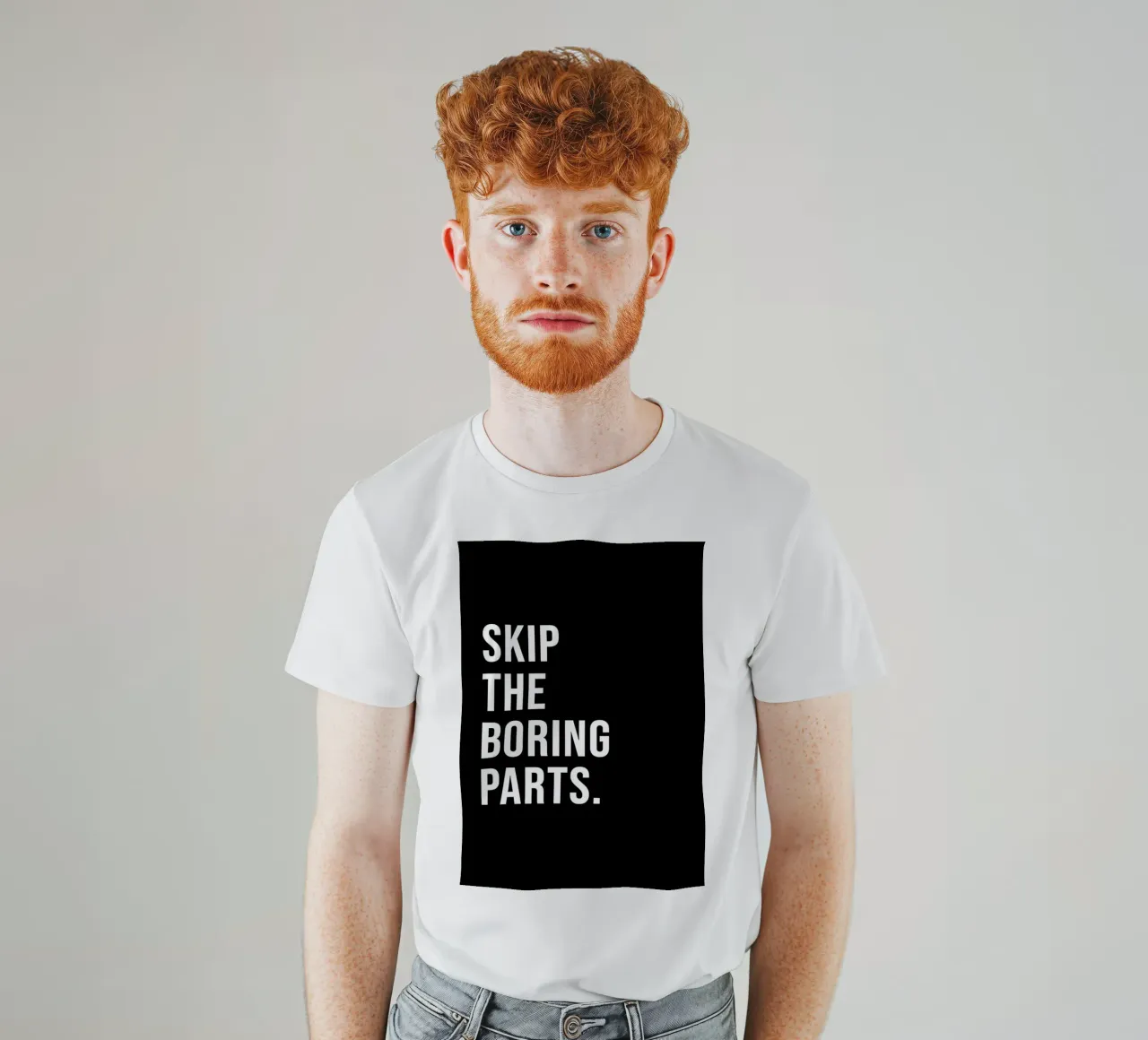 "SKIP THE BORING PARTS." t-shirt da Type & Tape