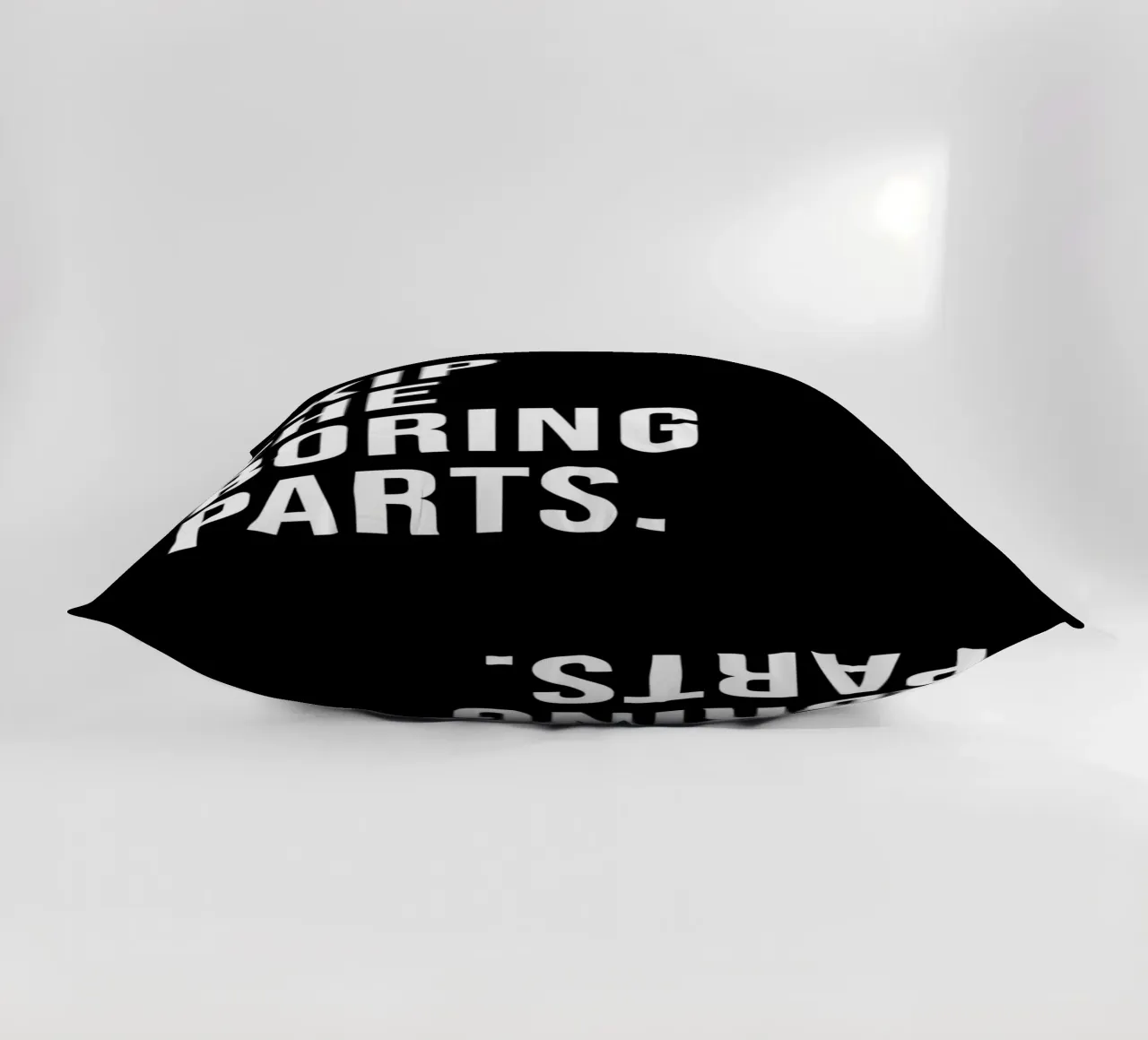 "SKIP THE BORING PARTS." cuscino da Type & Tape