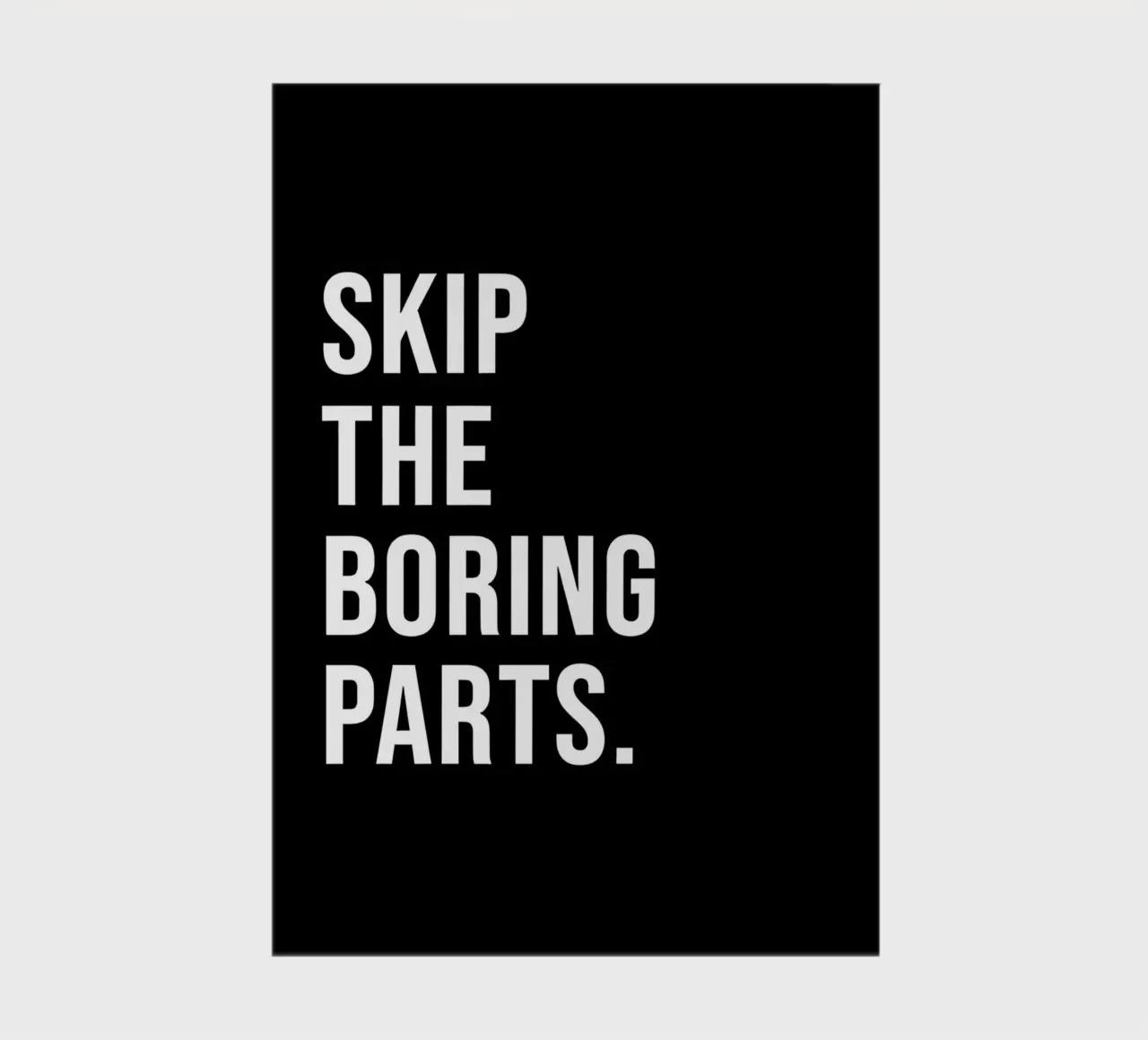 "SKIP THE BORING PARTS." notebook by Type & Tape