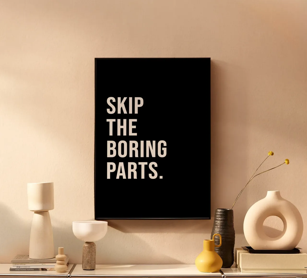 "SKIP THE BORING PARTS." plexiglass da Type & Tape