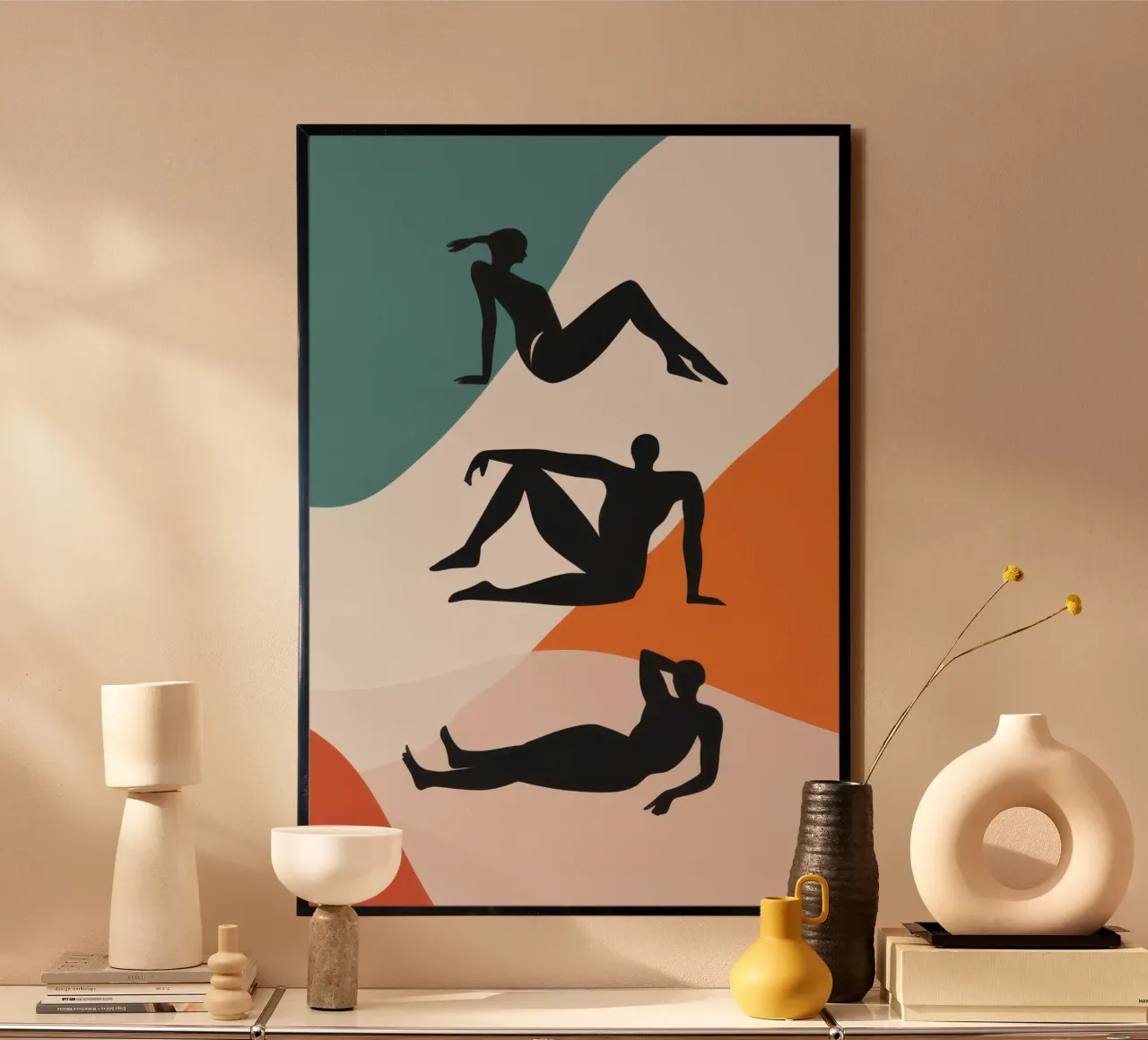 Forme di nudo reclinato poster con telaio in plastica da Luna Aura