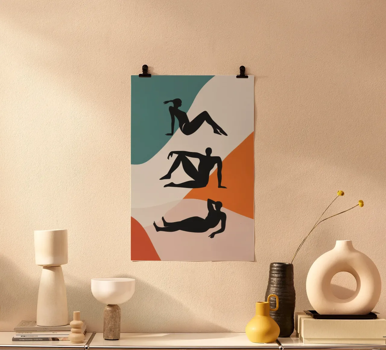 Forme di nudo reclinato poster con telaio in plastica da Luna Aura