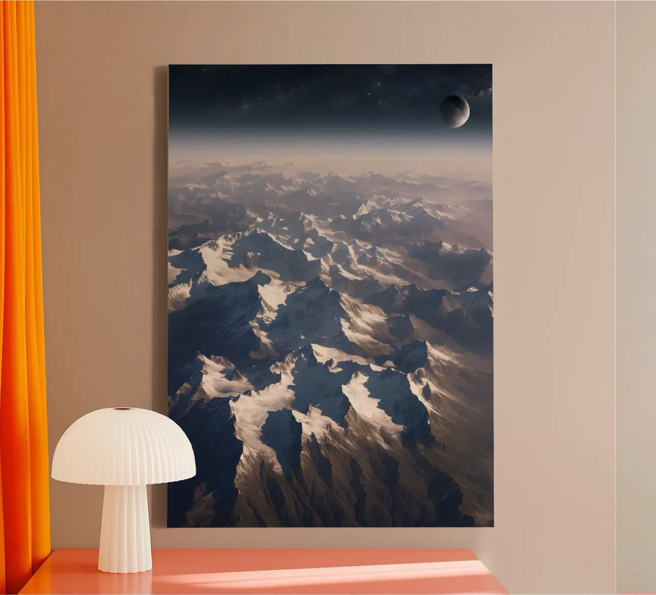 Die Berge von oben tela con Cornice a cassetta da Poster Dreams