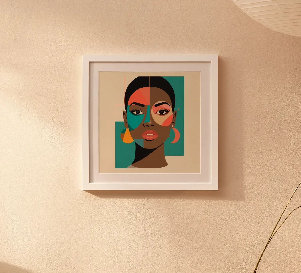 Ritratto geometrico di donna con forme astratte poster da DesignDoodle