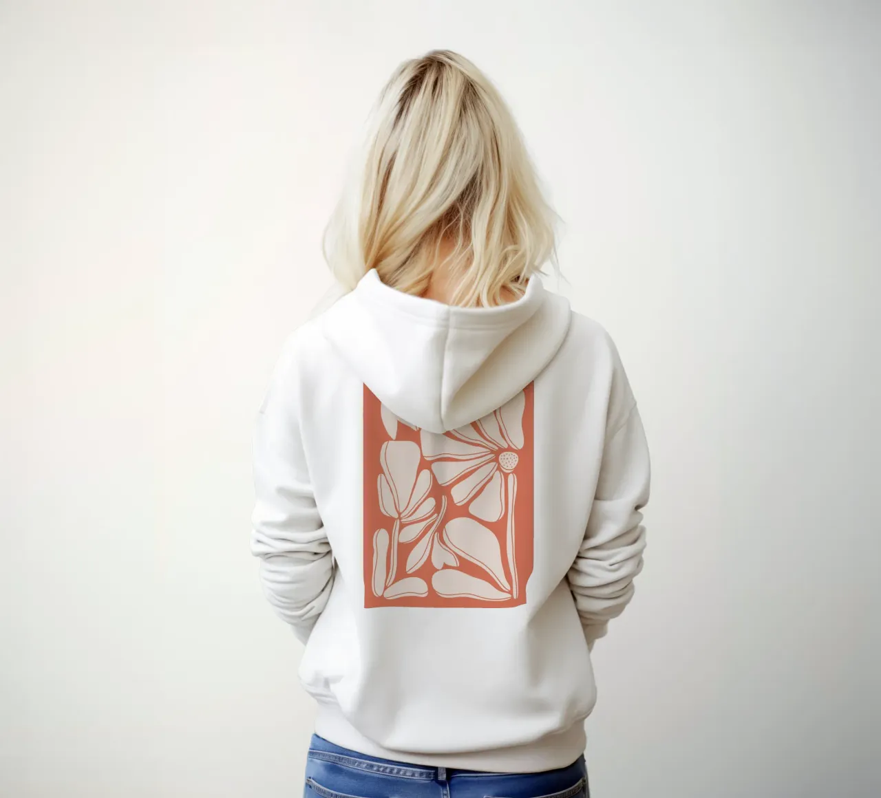 Garden in orange mid century hoodie by BAINAI